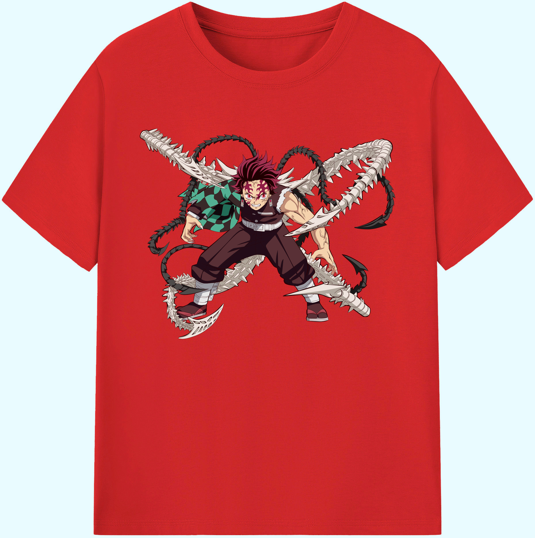 （画像用） 鬼滅の刃 竈門 炭治郎／かまど たんじろう Kamado Tanjirou 綿100％ メンズ半袖Tシャツ｜肌触りやわらか＆通気性