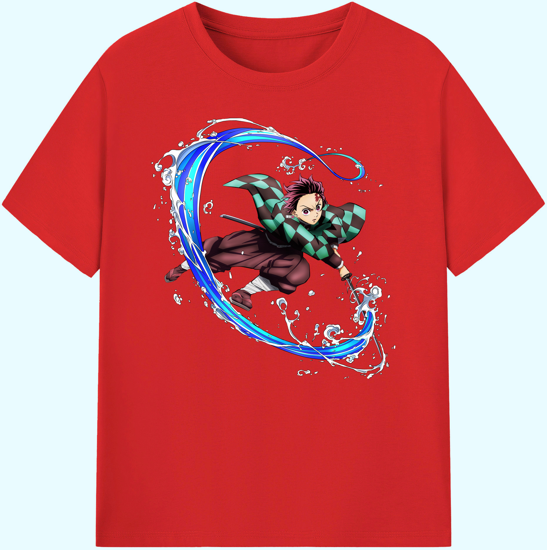 （画像用） 鬼滅の刃 竈門 炭治郎／かまど たんじろう Kamado Tanjirou 綿100％ メンズ半袖Tシャツ｜肌触りやわらか＆通気性