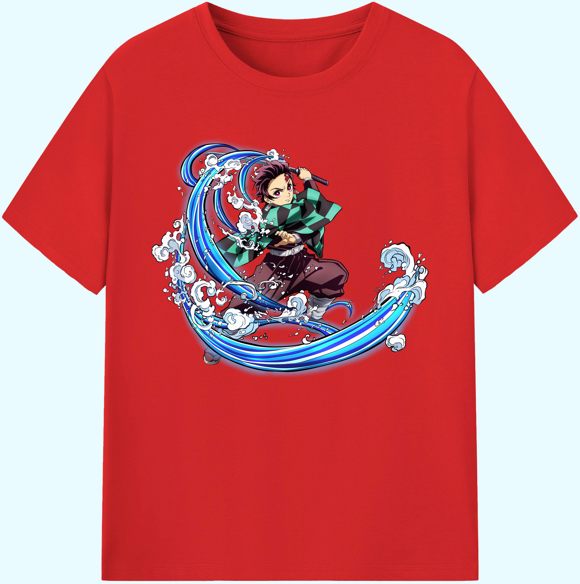（画像用） 鬼滅の刃 竈門 炭治郎／かまど たんじろう Kamado Tanjirou 綿100％ メンズ半袖Tシャツ｜肌触りやわらか＆通気性