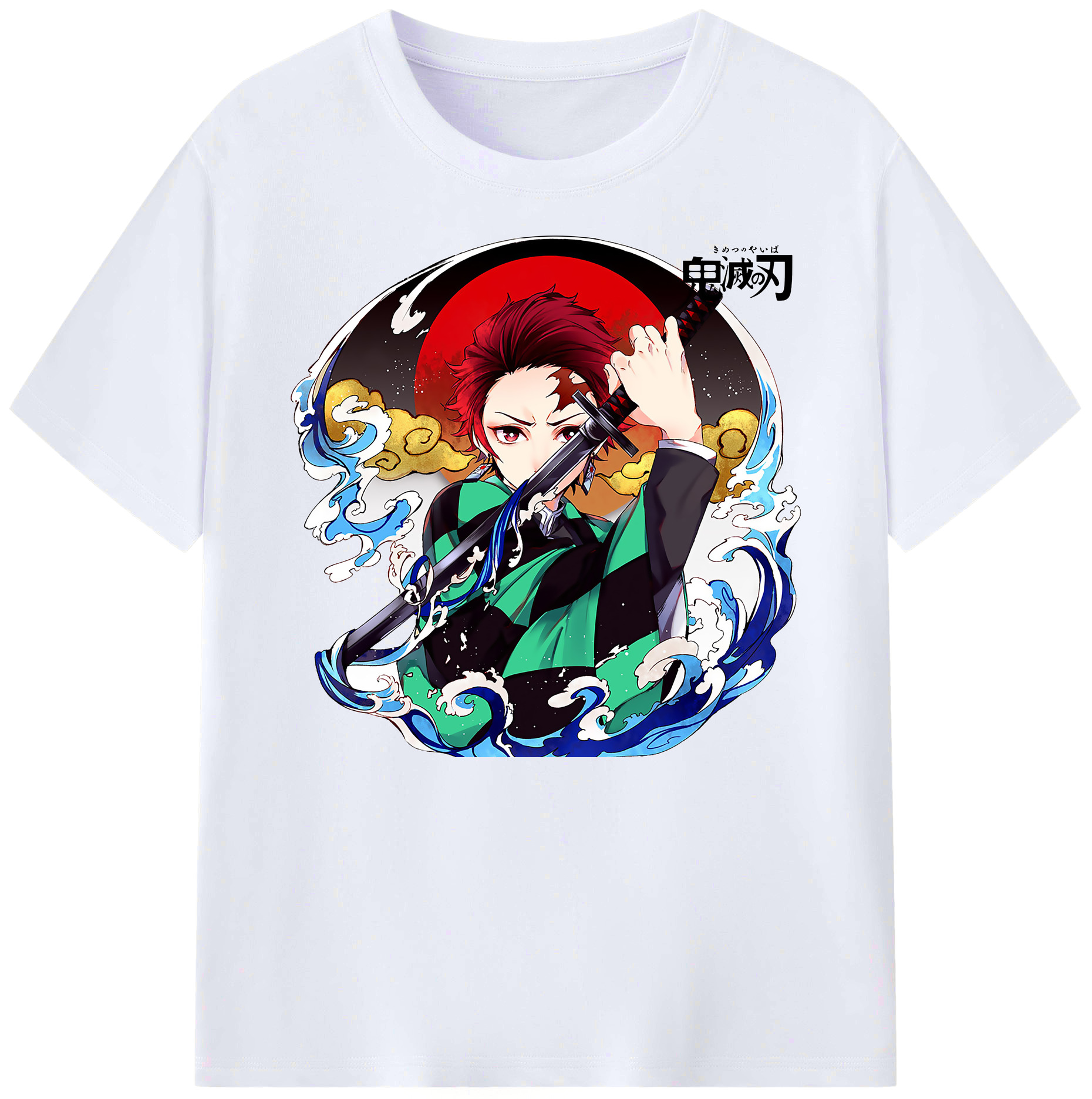 （画像用） 鬼滅の刃 竈門 炭治郎／かまど たんじろう Kamado Tanjirou 綿100％ メンズ半袖Tシャツ｜肌触りやわらか＆通気性