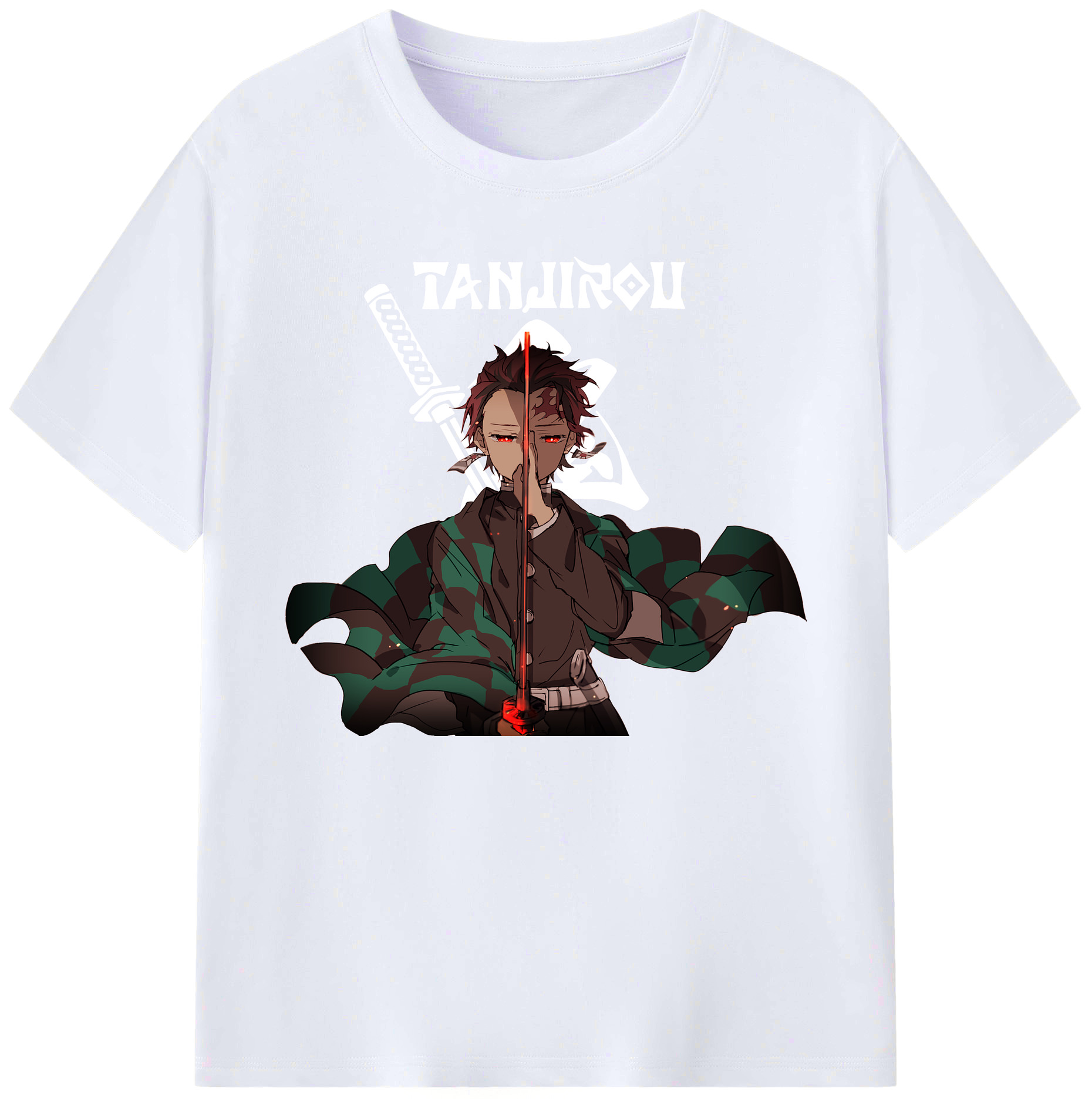 （画像用） 鬼滅の刃 竈門 炭治郎／かまど たんじろう Kamado Tanjirou 綿100％ メンズ半袖Tシャツ｜肌触りやわらか＆通気性