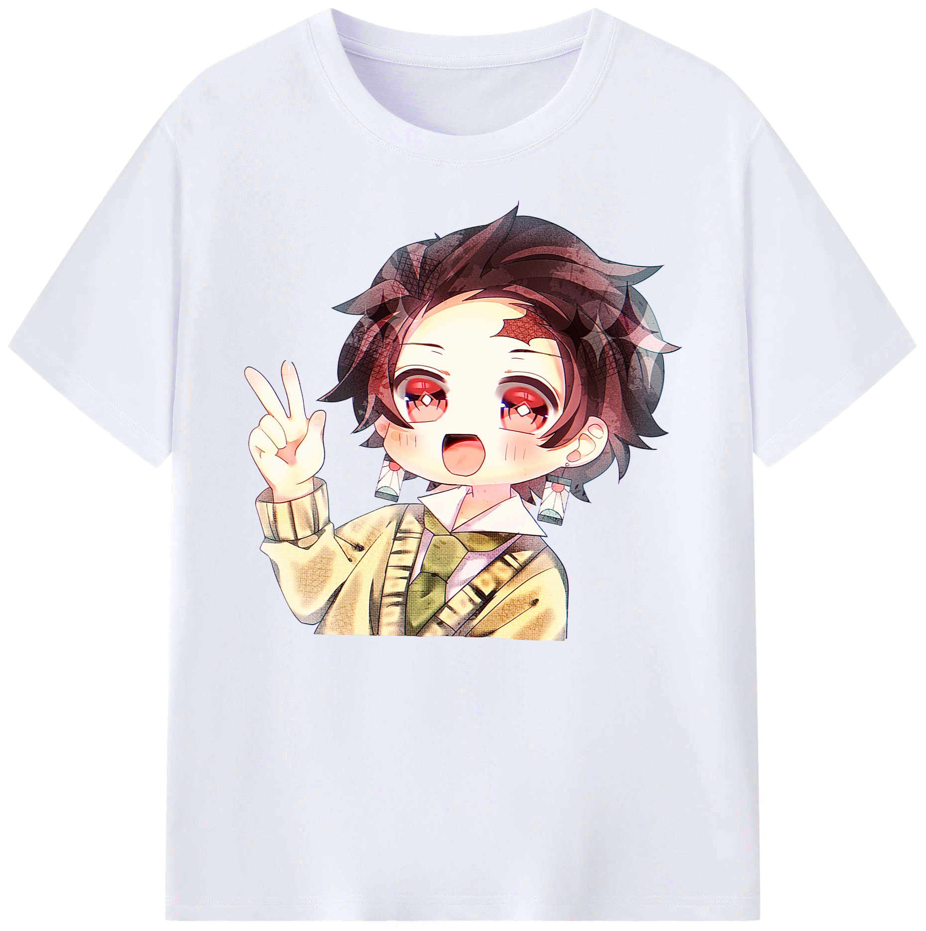 （画像用） 鬼滅の刃 竈門 炭治郎／かまど たんじろう Kamado Tanjirou 綿100％ メンズ半袖Tシャツ｜肌触りやわらか＆通気性