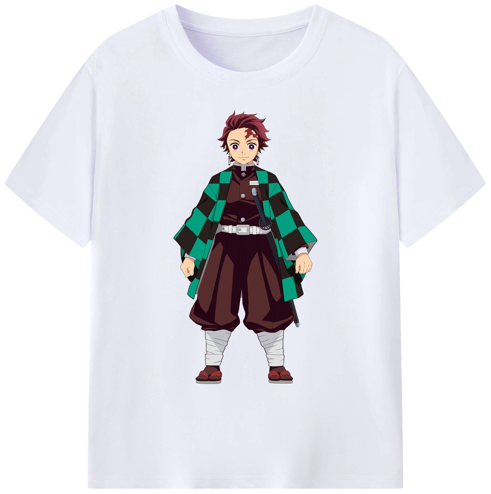（画像用） 鬼滅の刃 竈門 炭治郎／かまど たんじろう Kamado Tanjirou 綿100％ メンズ半袖Tシャツ｜肌触りやわらか＆通気性