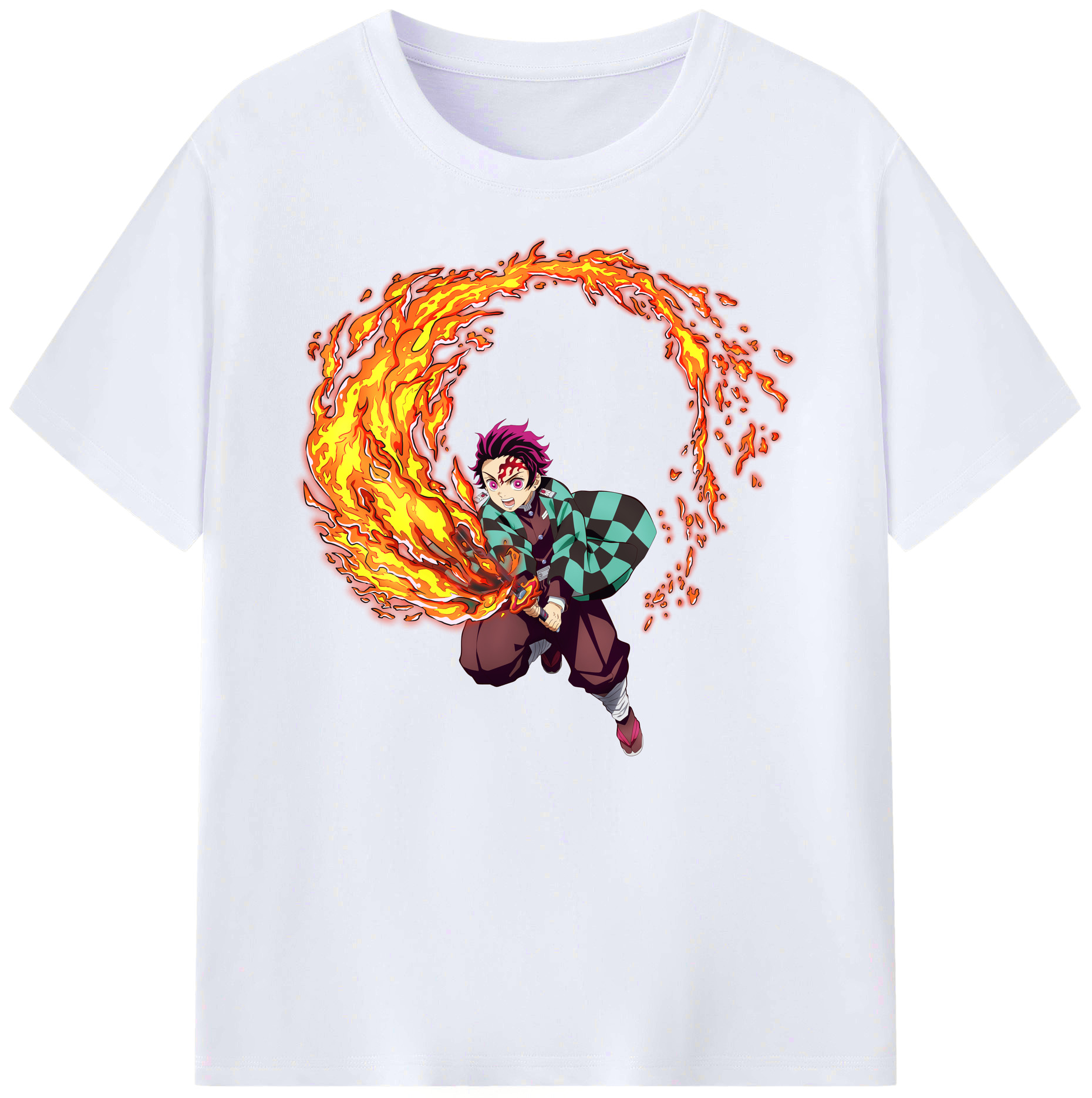 （画像用） 鬼滅の刃 竈門 炭治郎／かまど たんじろう Kamado Tanjirou 綿100％ メンズ半袖Tシャツ｜肌触りやわらか＆通気性