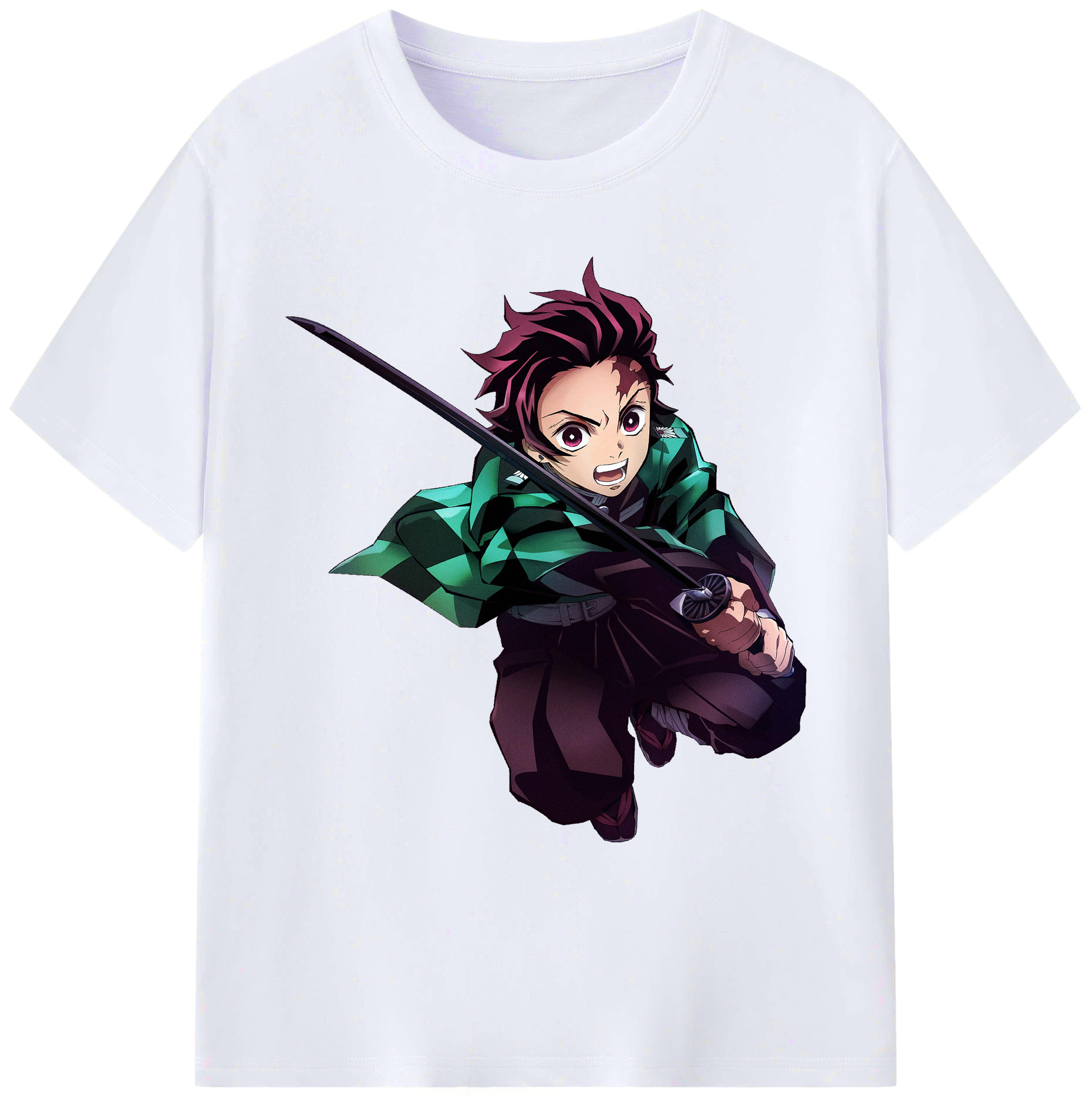 （画像用） 鬼滅の刃 竈門 炭治郎／かまど たんじろう Kamado Tanjirou 綿100％ メンズ半袖Tシャツ｜肌触りやわらか＆通気性