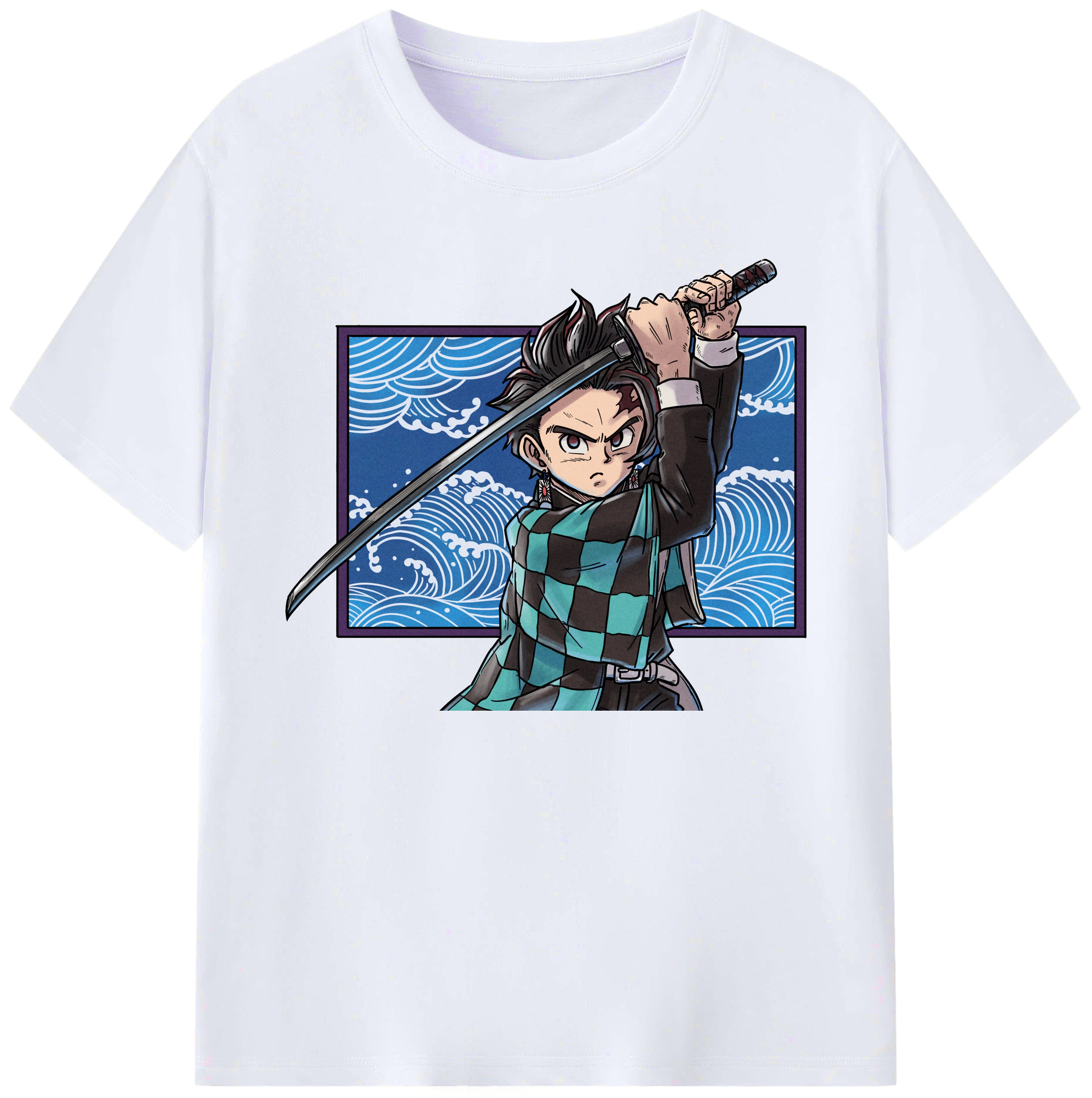 （画像用） 鬼滅の刃 竈門 炭治郎／かまど たんじろう Kamado Tanjirou 綿100％ メンズ半袖Tシャツ｜肌触りやわらか＆通気性