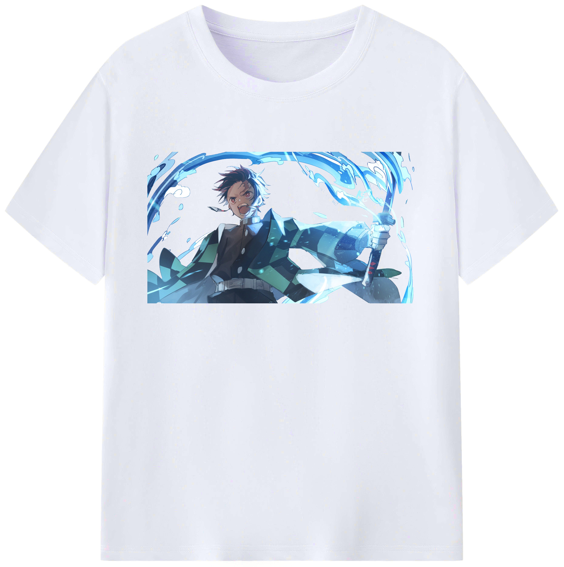 （画像用） 鬼滅の刃 竈門 炭治郎／かまど たんじろう Kamado Tanjirou 綿100％ メンズ半袖Tシャツ｜肌触りやわらか＆通気性