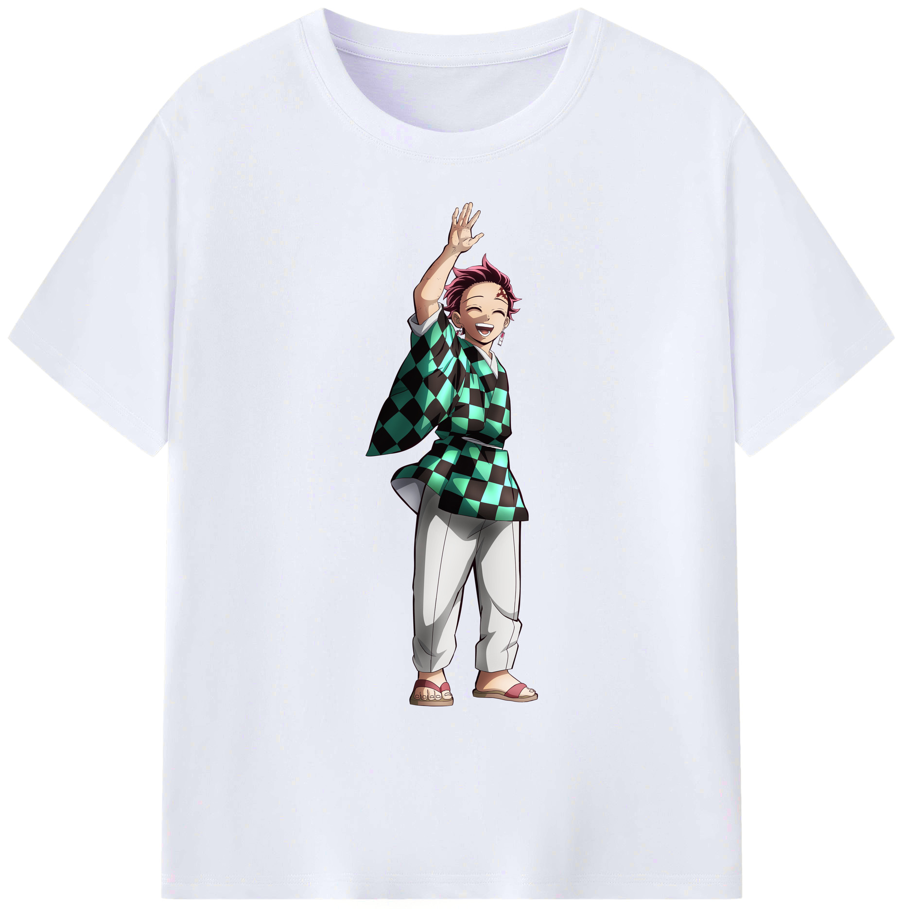 （画像用） 鬼滅の刃 竈門 炭治郎／かまど たんじろう Kamado Tanjirou 綿100％ メンズ半袖Tシャツ｜肌触りやわらか＆通気性