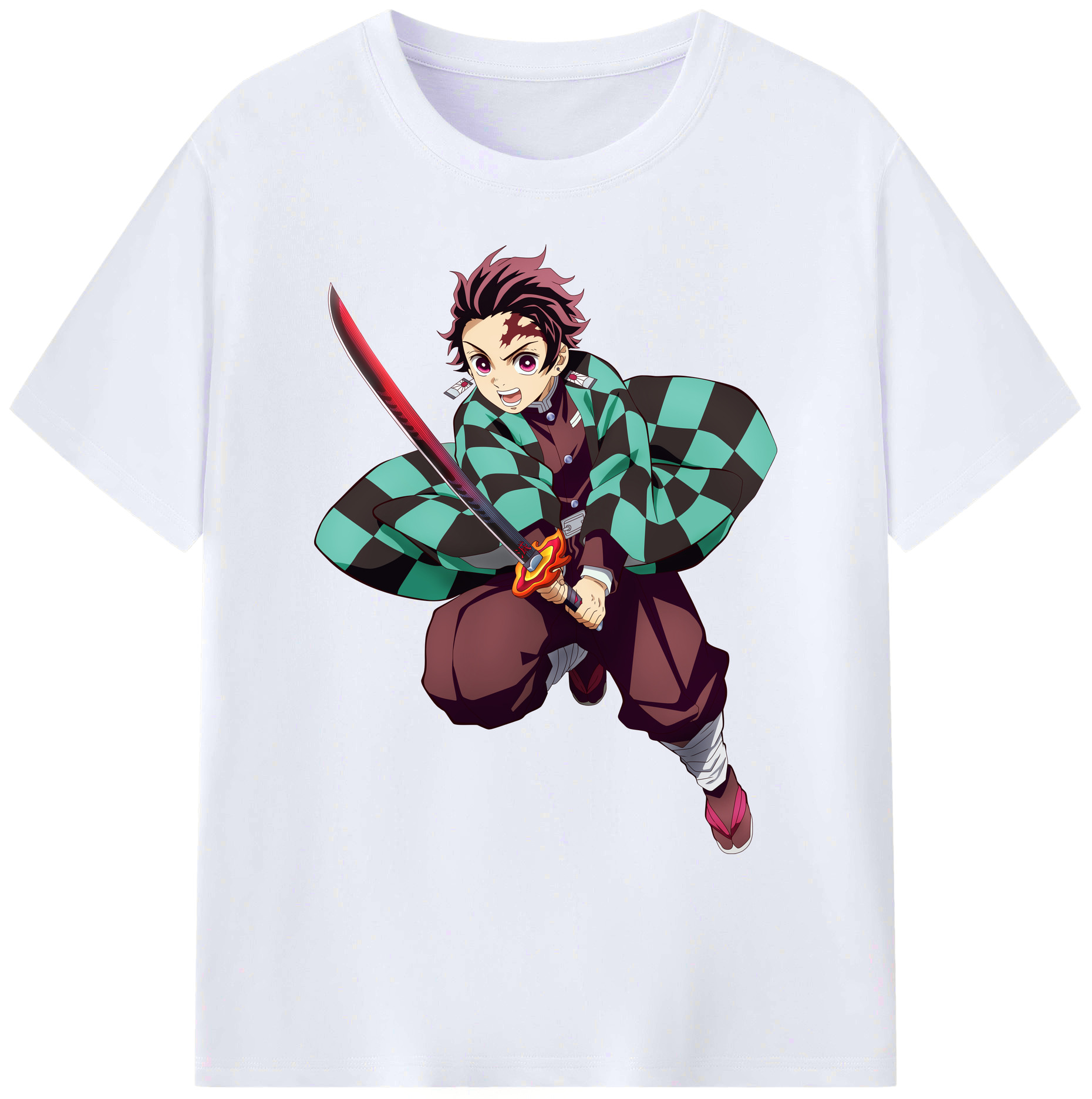 （画像用） 鬼滅の刃 竈門 炭治郎／かまど たんじろう Kamado Tanjirou 綿100％ メンズ半袖Tシャツ｜肌触りやわらか＆通気性
