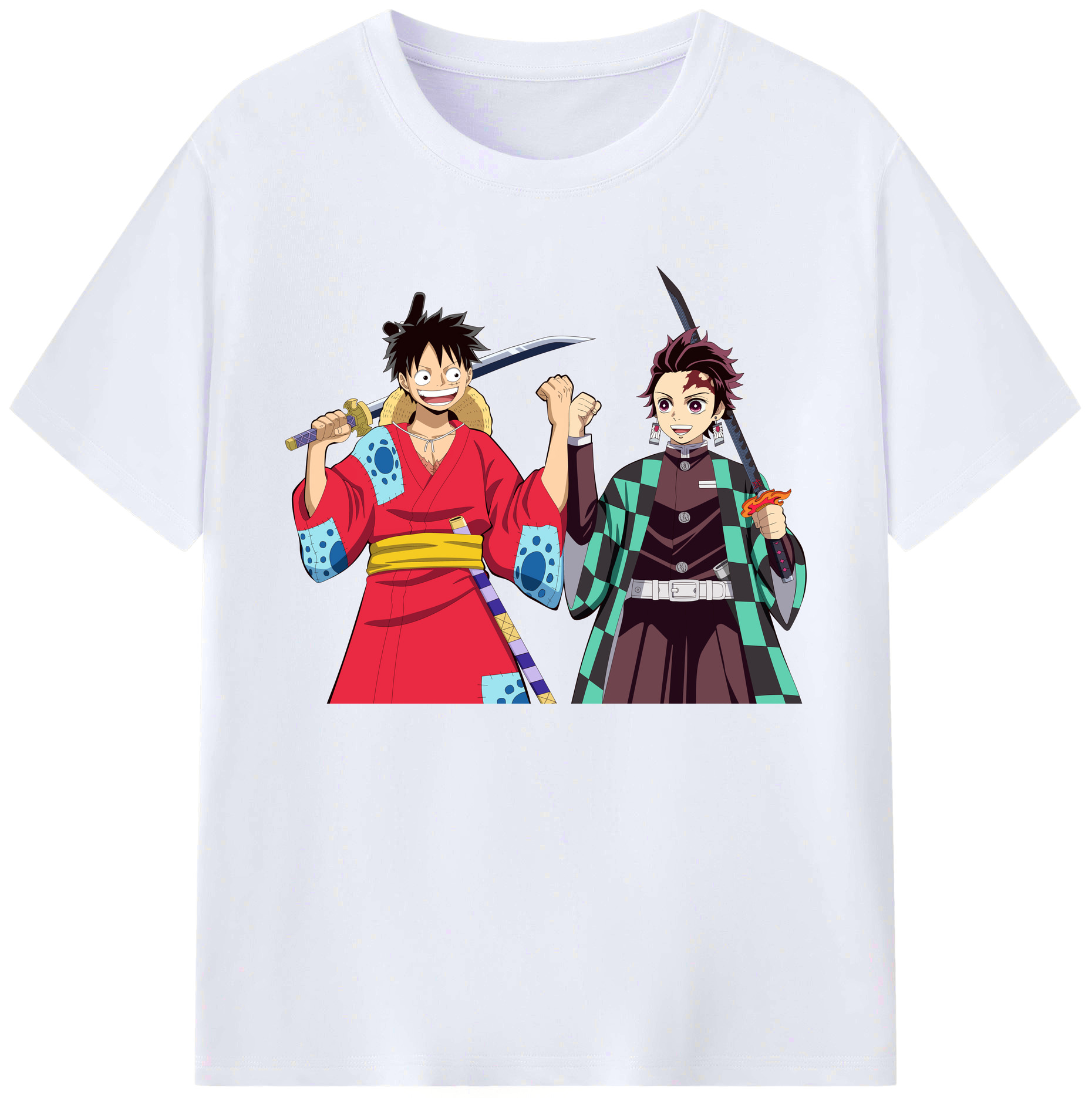 （画像用） 鬼滅の刃 竈門 炭治郎／かまど たんじろう Kamado Tanjirou 綿100％ メンズ半袖Tシャツ｜肌触りやわらか＆通気性