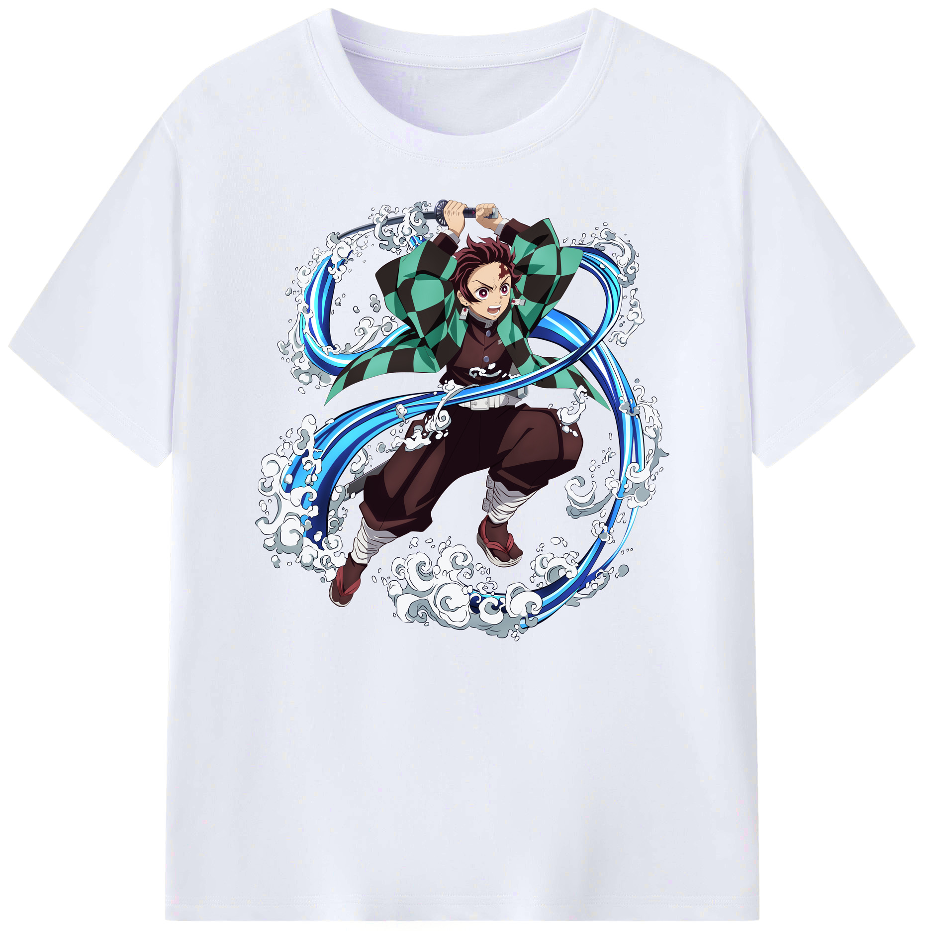 （画像用） 鬼滅の刃 竈門 炭治郎／かまど たんじろう Kamado Tanjirou 綿100％ メンズ半袖Tシャツ｜肌触りやわらか＆通気性