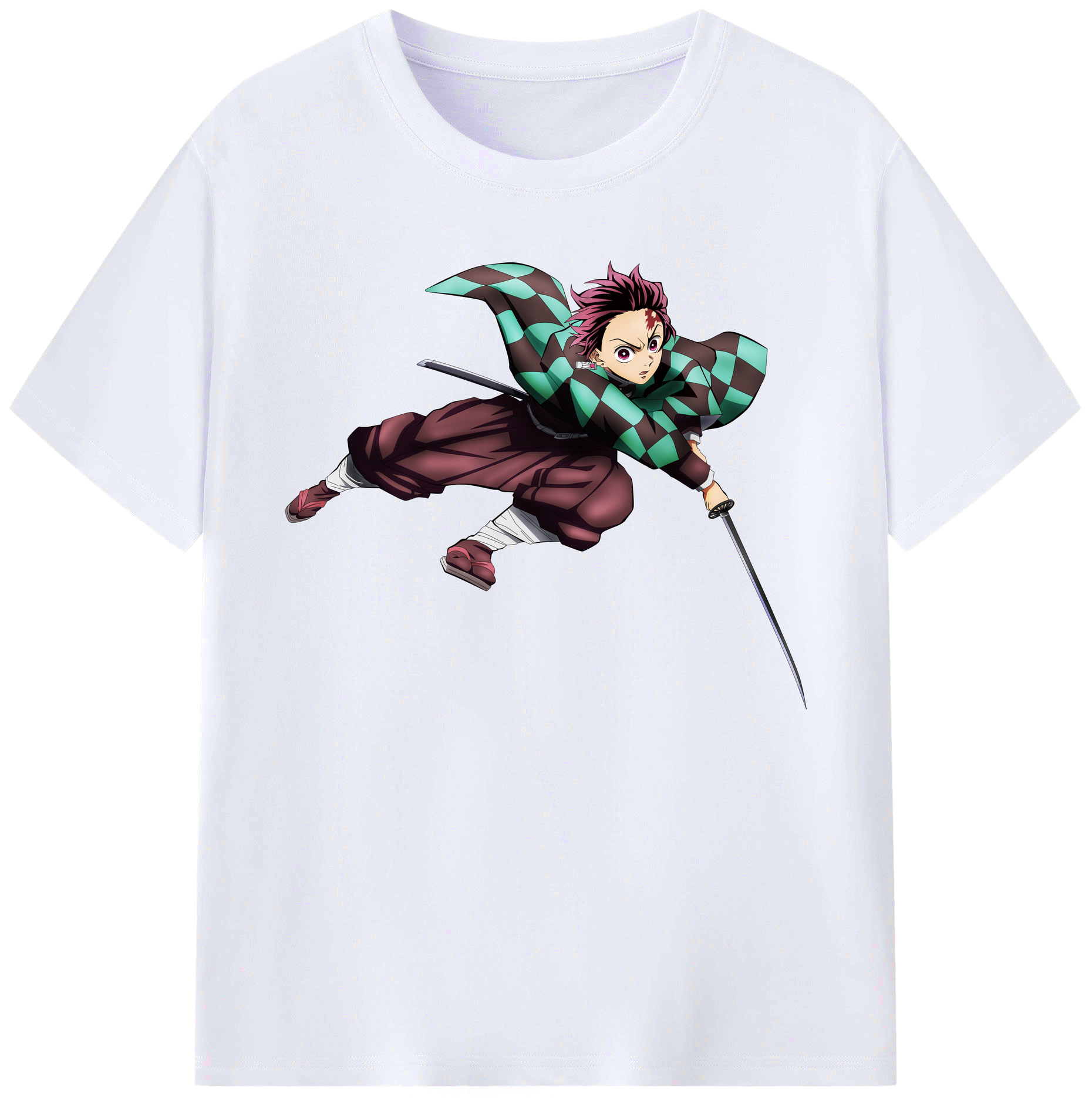 （画像用） 鬼滅の刃 竈門 炭治郎／かまど たんじろう Kamado Tanjirou 綿100％ メンズ半袖Tシャツ｜肌触りやわらか＆通気性