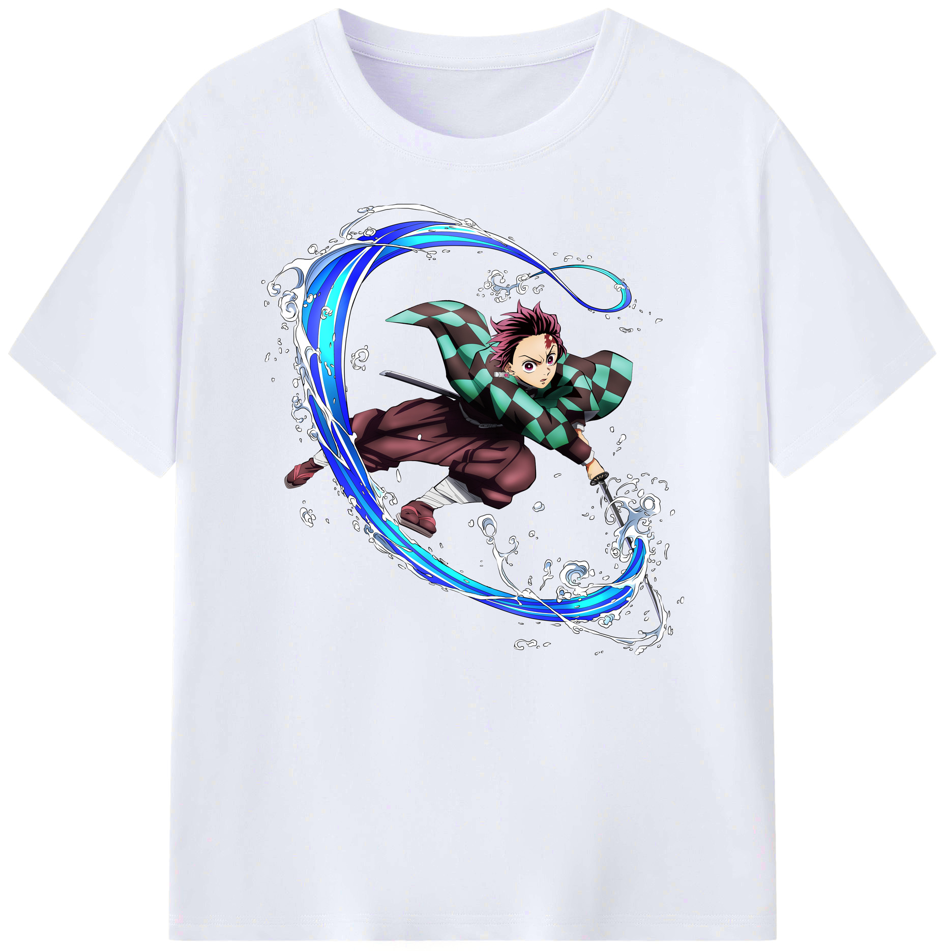 （画像用） 鬼滅の刃 竈門 炭治郎／かまど たんじろう Kamado Tanjirou 綿100％ メンズ半袖Tシャツ｜肌触りやわらか＆通気性