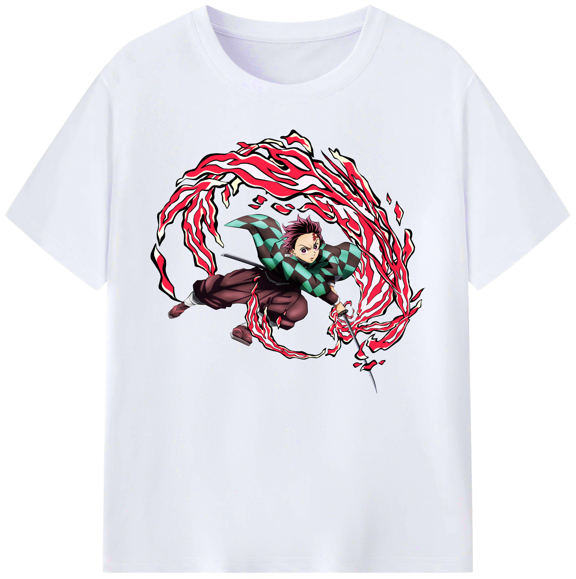 （画像用） 鬼滅の刃 竈門 炭治郎／かまど たんじろう Kamado Tanjirou 綿100％ メンズ半袖Tシャツ｜肌触りやわらか＆通気性