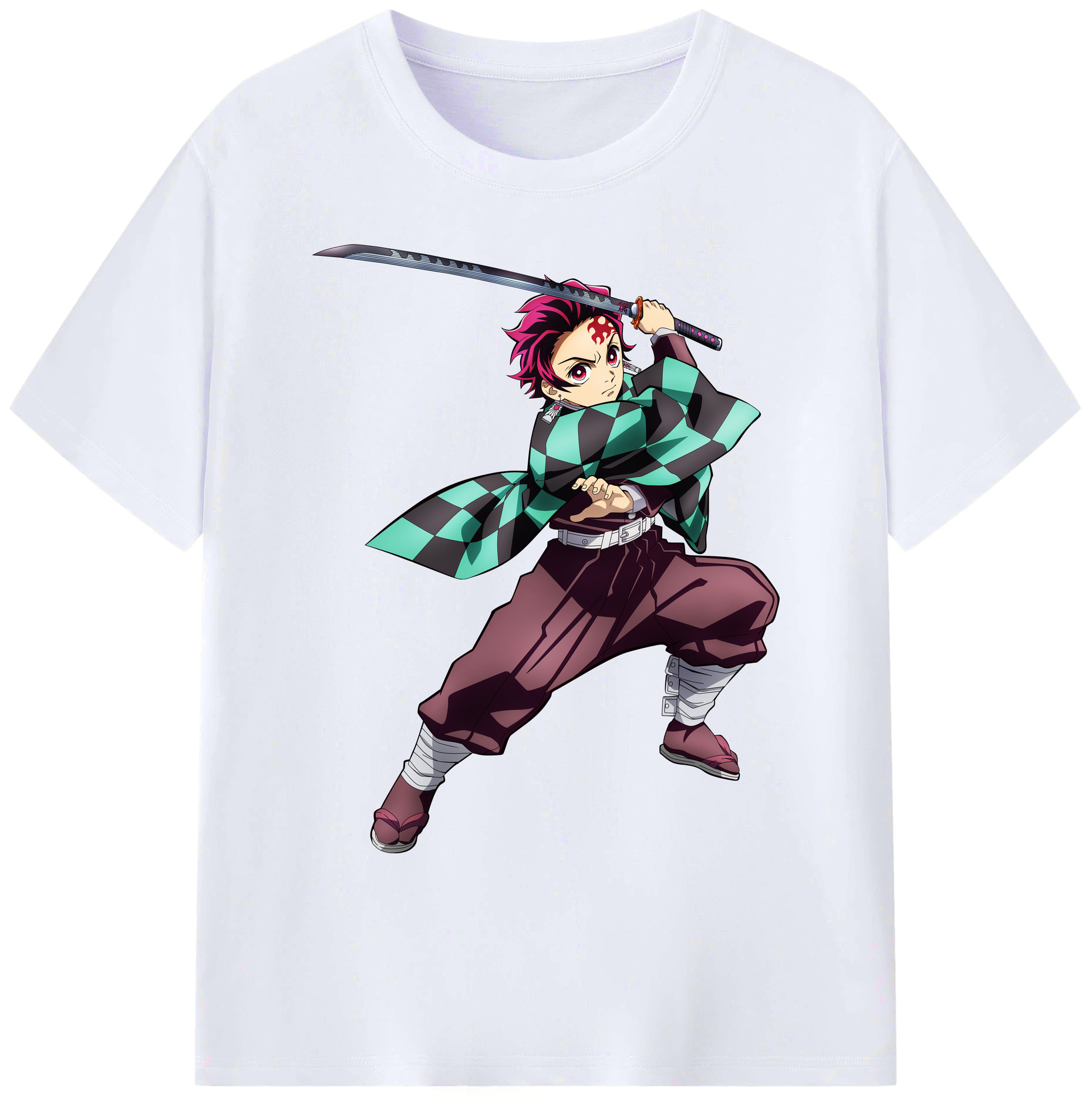 （画像用） 鬼滅の刃 竈門 炭治郎／かまど たんじろう Kamado Tanjirou 綿100％ メンズ半袖Tシャツ｜肌触りやわらか＆通気性