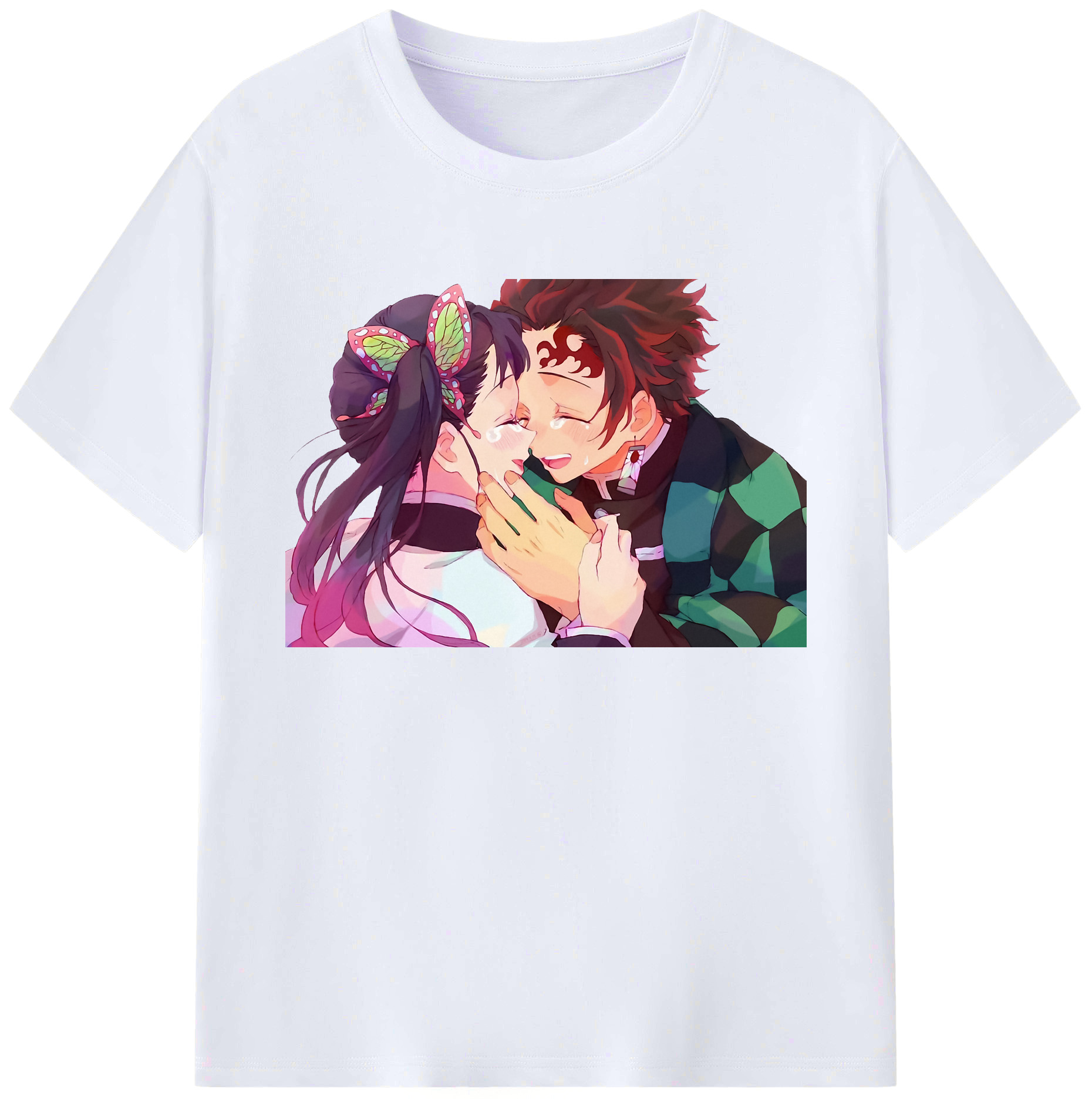 （画像用） 鬼滅の刃 竈門 炭治郎／かまど たんじろう Kamado Tanjirou 綿100％ メンズ半袖Tシャツ｜肌触りやわらか＆通気性