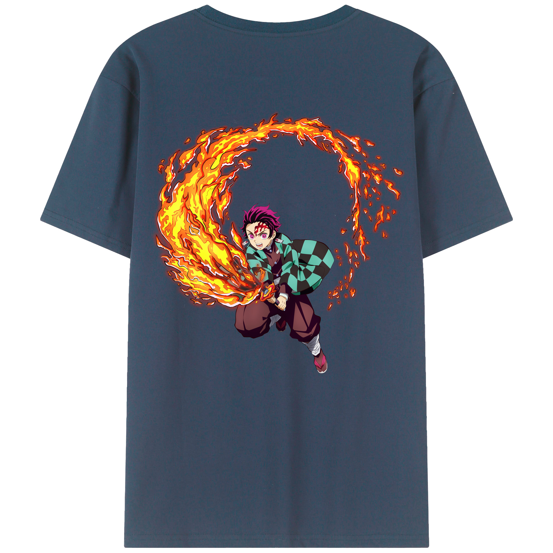 （画像用） 鬼滅の刃 竈門 炭治郎／かまど たんじろう Kamado Tanjirou レディース半袖Tシャツ(バックプリント)