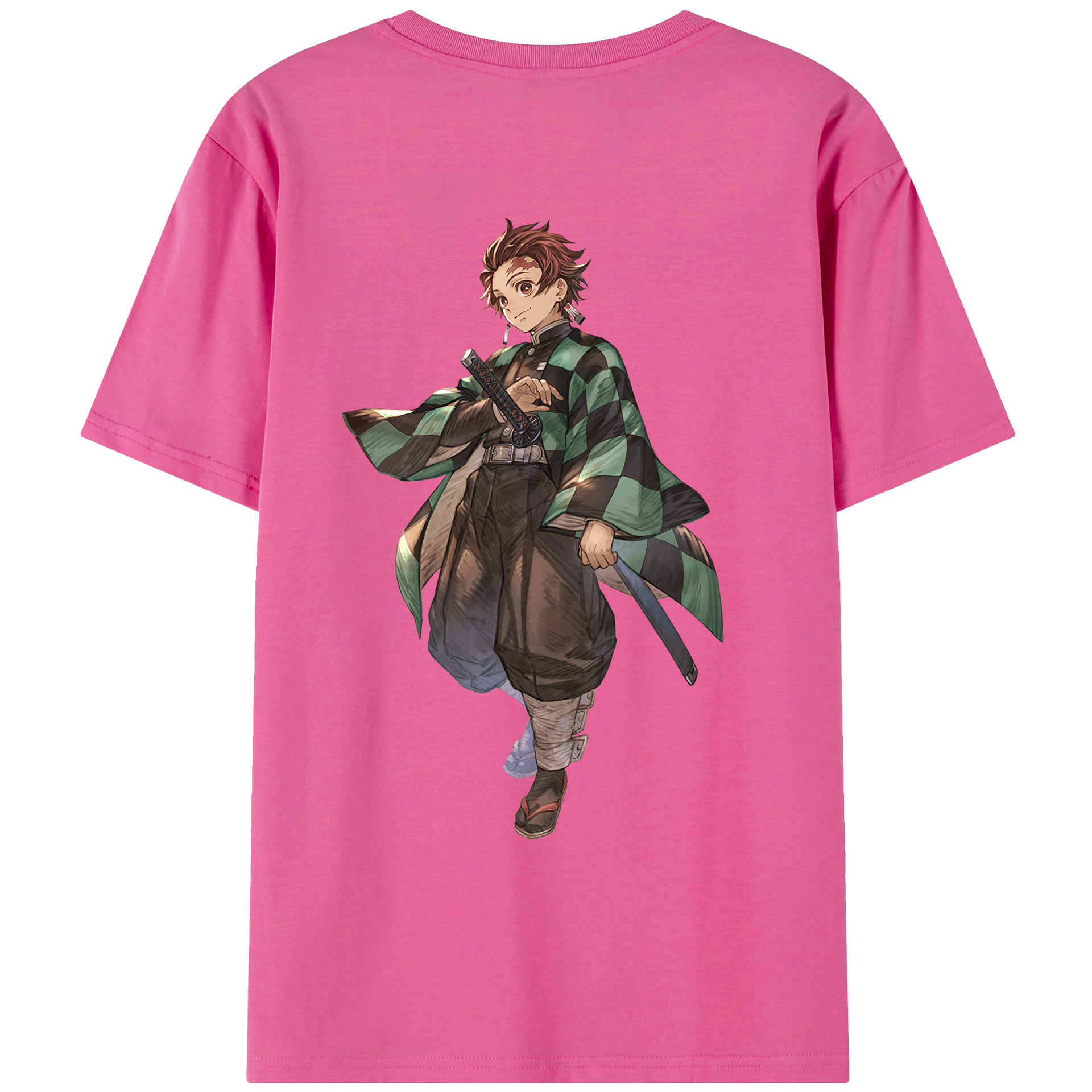 （画像用） 鬼滅の刃 竈門 炭治郎／かまど たんじろう Kamado Tanjirou レディース半袖Tシャツ(バックプリント)