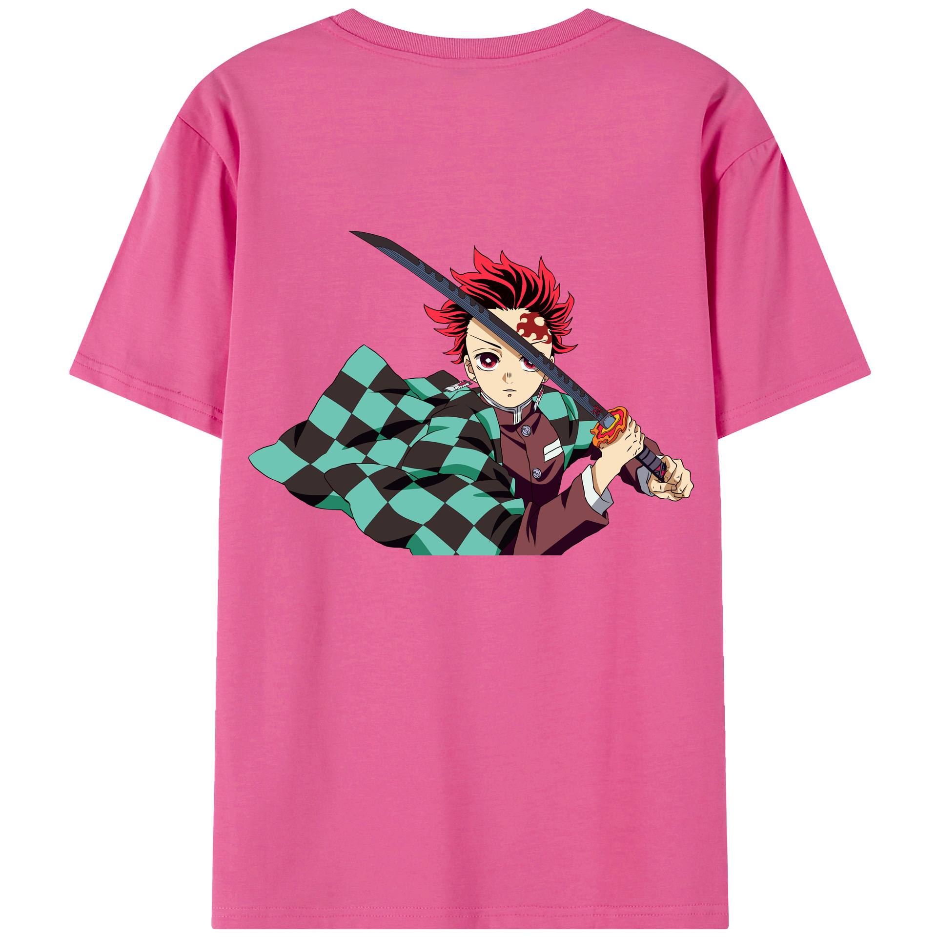 （画像用） 鬼滅の刃 竈門 炭治郎／かまど たんじろう Kamado Tanjirou レディース半袖Tシャツ(バックプリント)