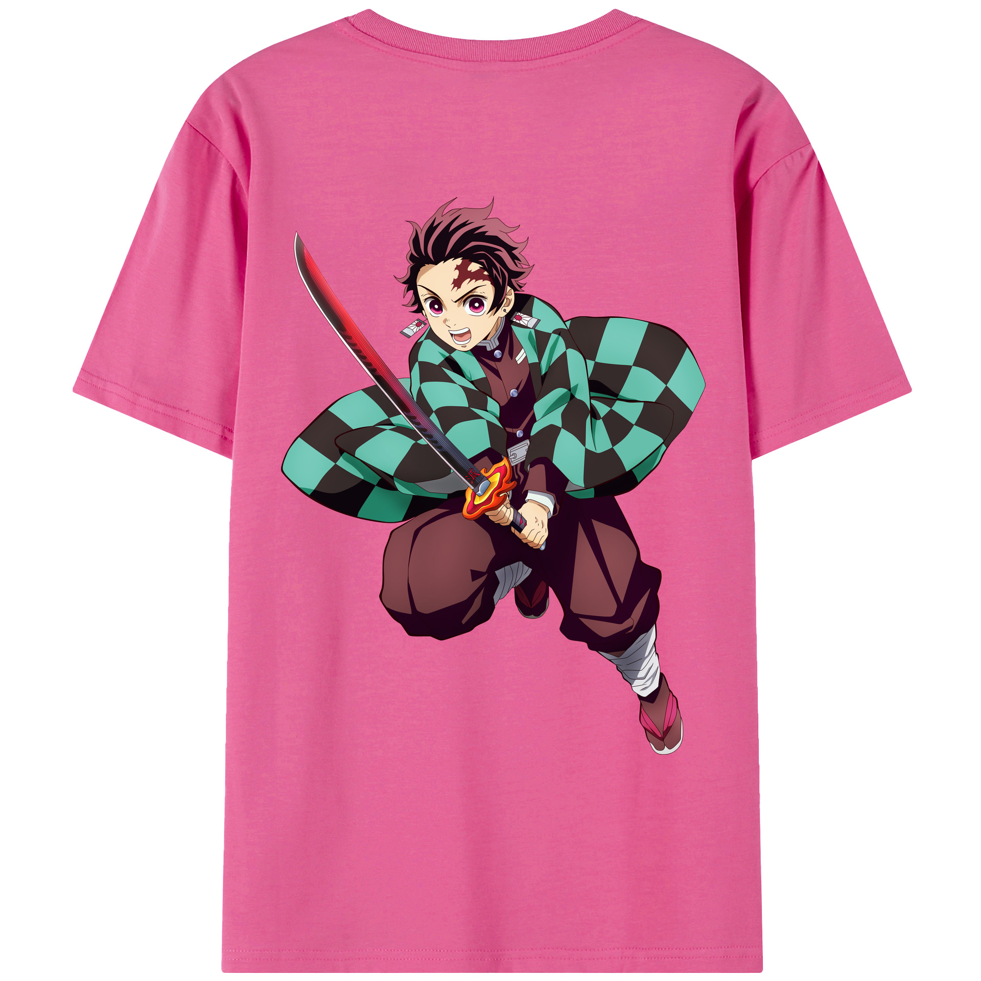 （画像用） 鬼滅の刃 竈門 炭治郎／かまど たんじろう Kamado Tanjirou レディース半袖Tシャツ(バックプリント)