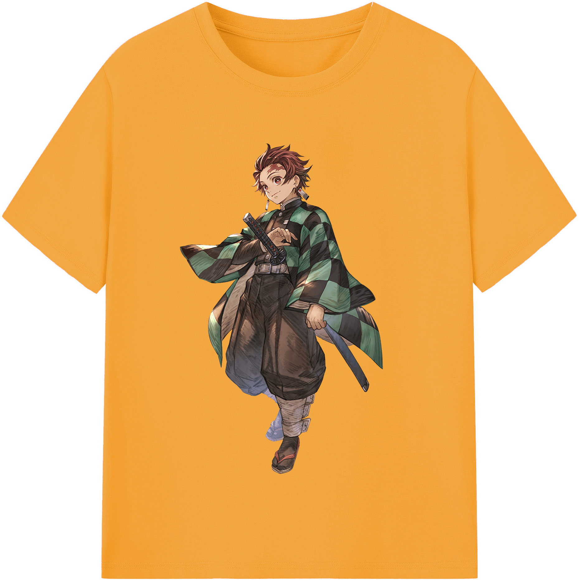 （画像用） 鬼滅の刃 竈門 炭治郎／かまど たんじろう Kamado Tanjirou レディースカジュアルプリントTシャツ（綿100％）