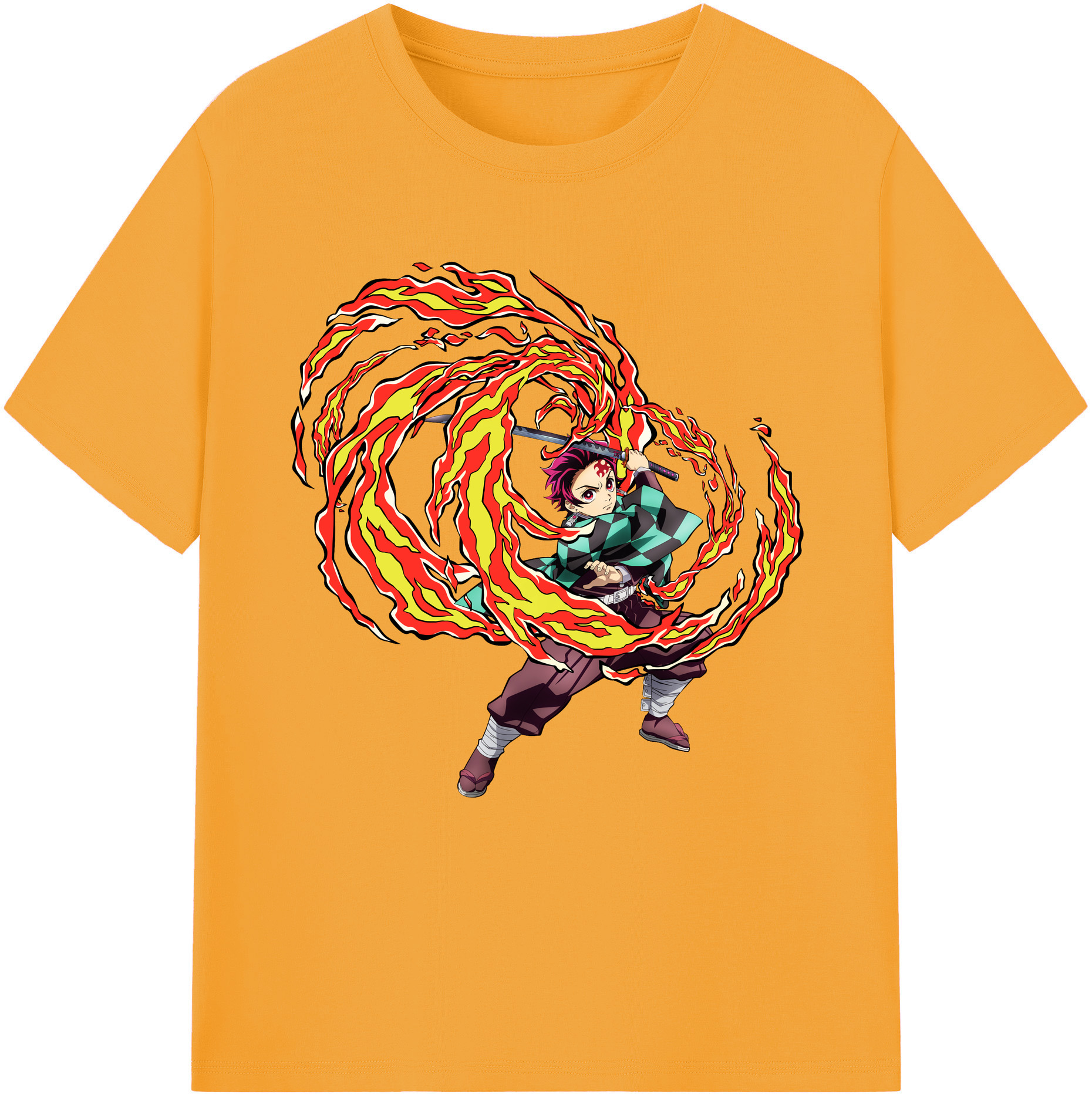 （画像用） 鬼滅の刃 竈門 炭治郎／かまど たんじろう Kamado Tanjirou レディースカジュアルプリントTシャツ（綿100％）