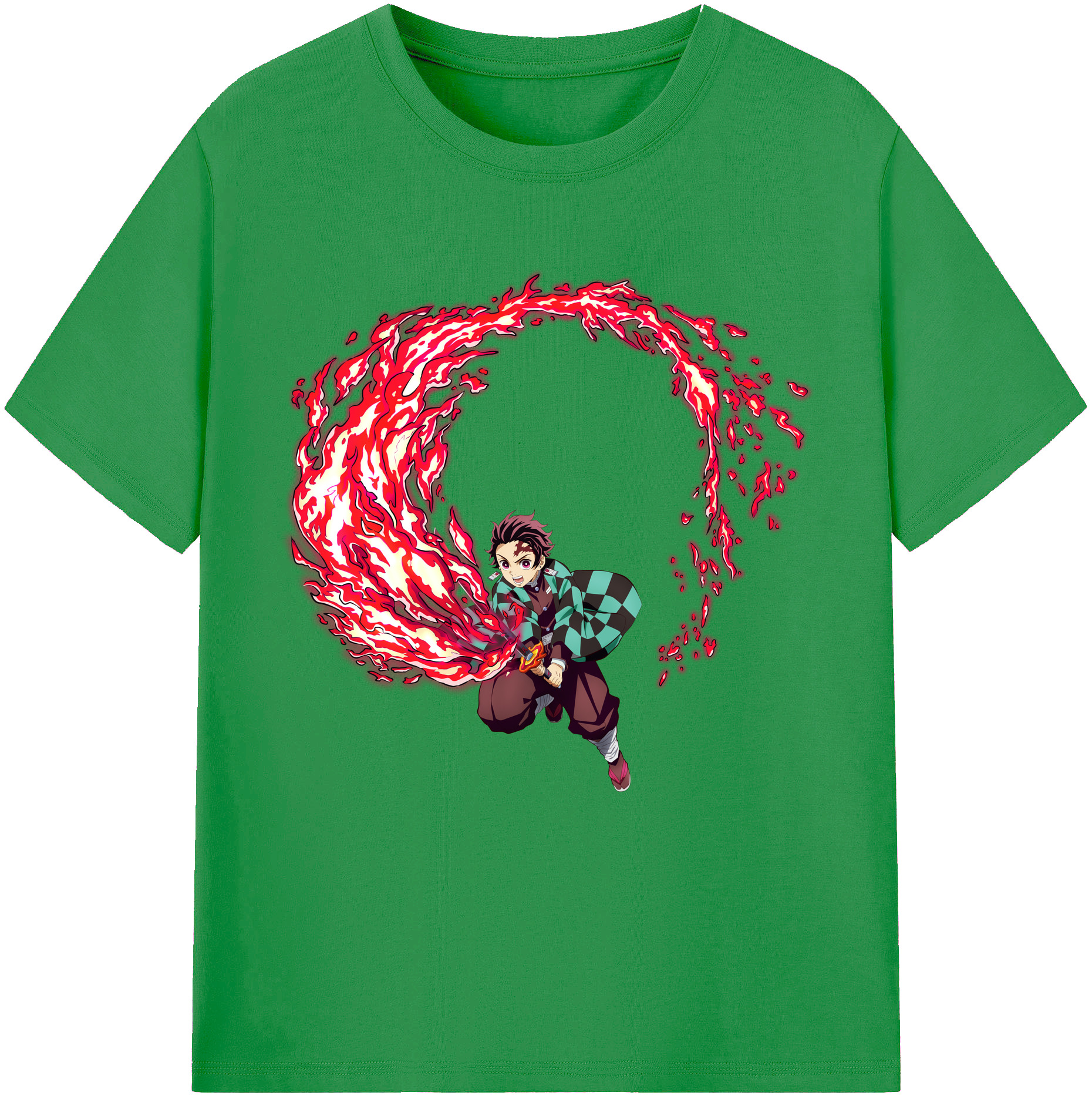 （画像用） 鬼滅の刃 竈門 炭治郎／かまど たんじろう Kamado Tanjirou レディースカジュアルプリントTシャツ（綿100％）