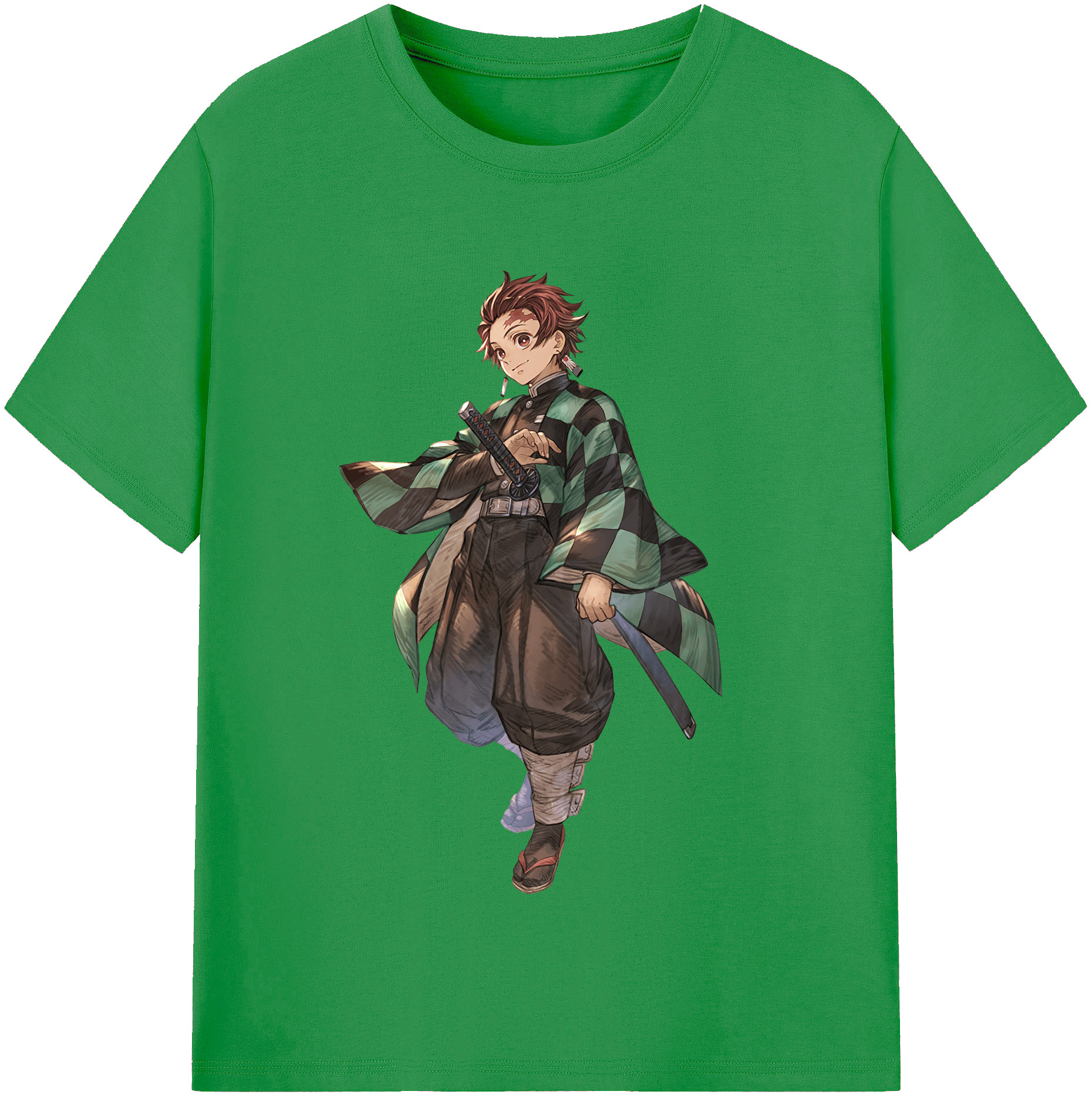 （画像用） 鬼滅の刃 竈門 炭治郎／かまど たんじろう Kamado Tanjirou レディースカジュアルプリントTシャツ（綿100％）
