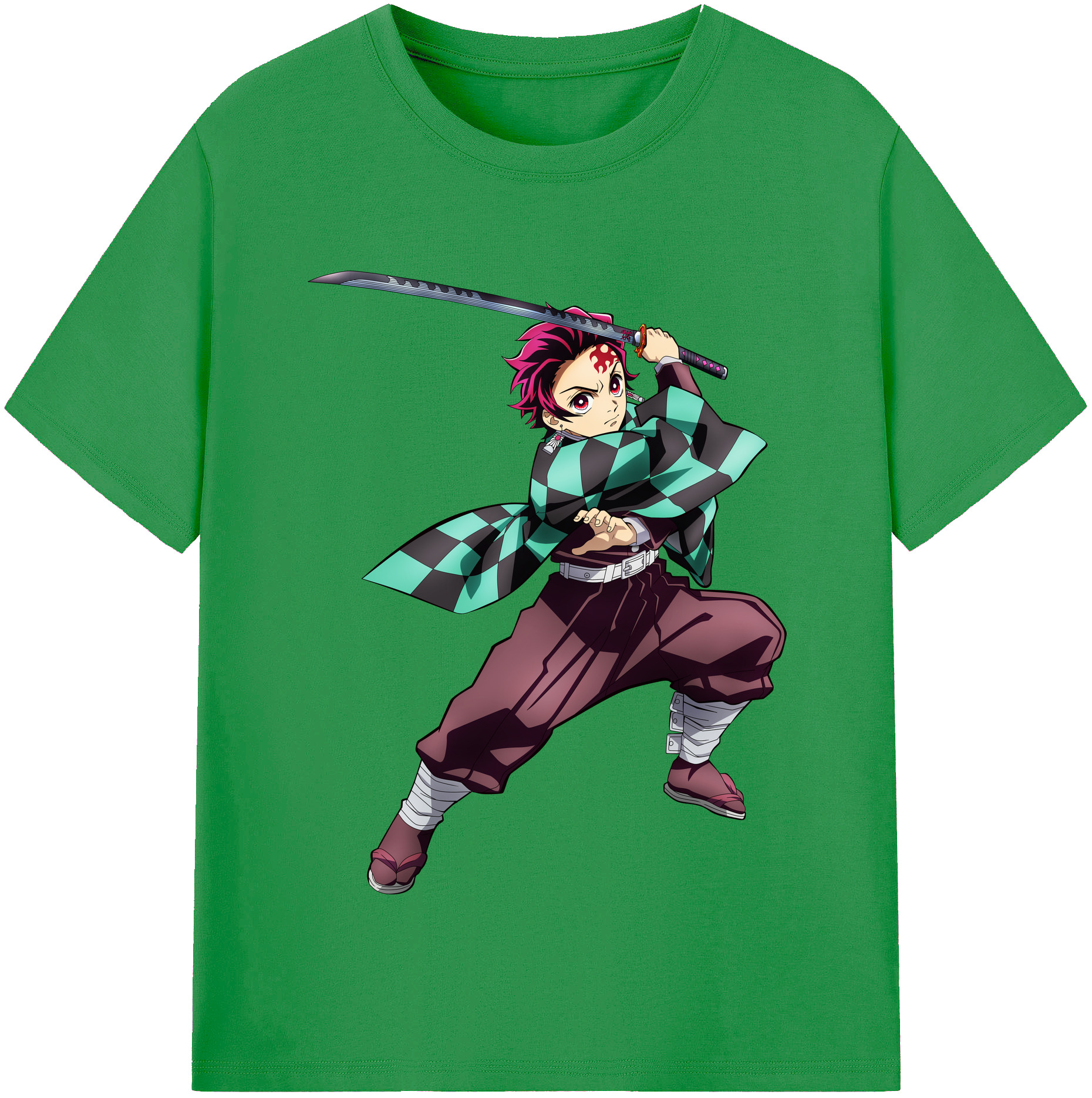 （画像用） 鬼滅の刃 竈門 炭治郎／かまど たんじろう Kamado Tanjirou レディースカジュアルプリントTシャツ（綿100％）