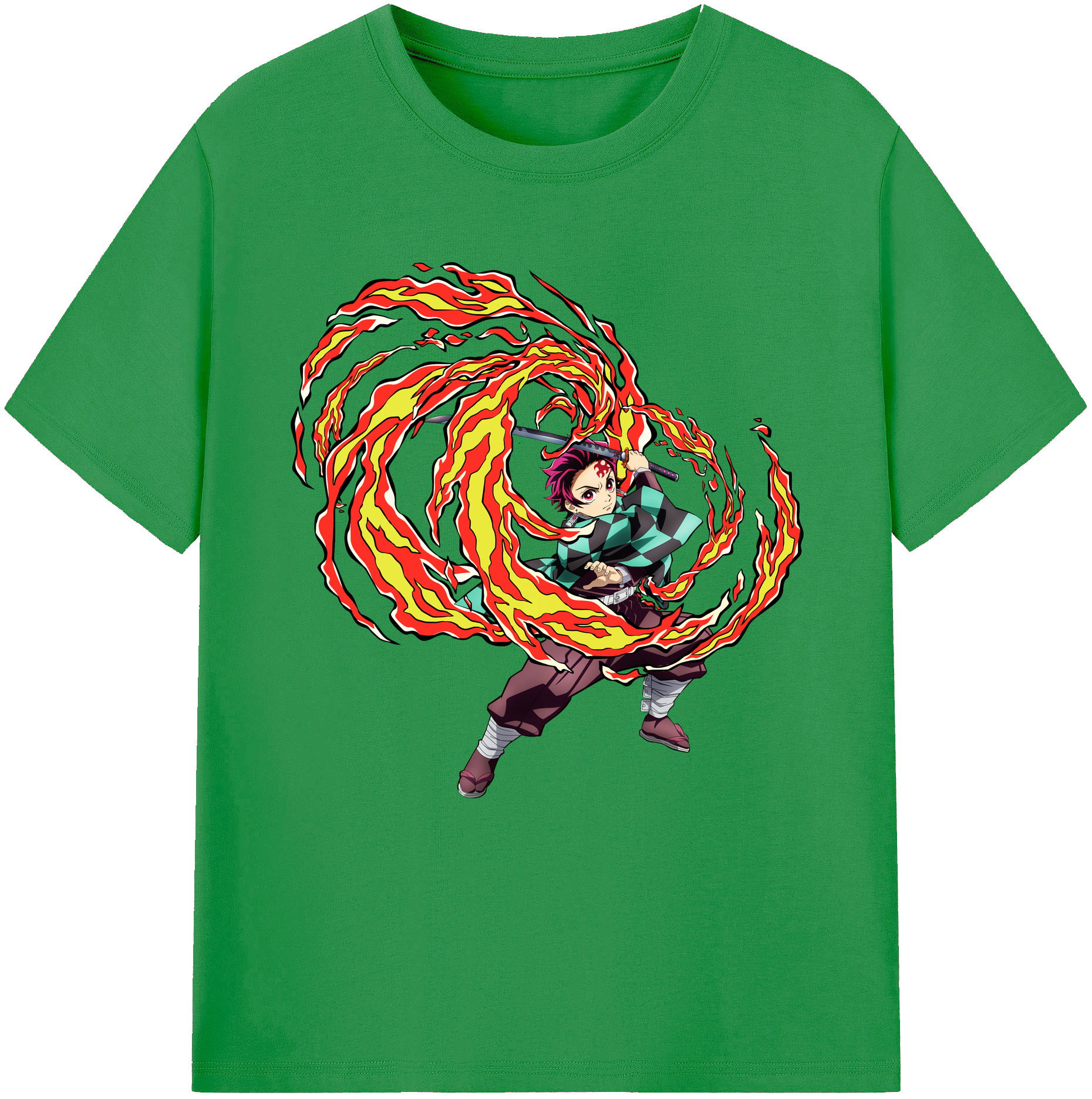 （画像用） 鬼滅の刃 竈門 炭治郎／かまど たんじろう Kamado Tanjirou レディースカジュアルプリントTシャツ（綿100％）