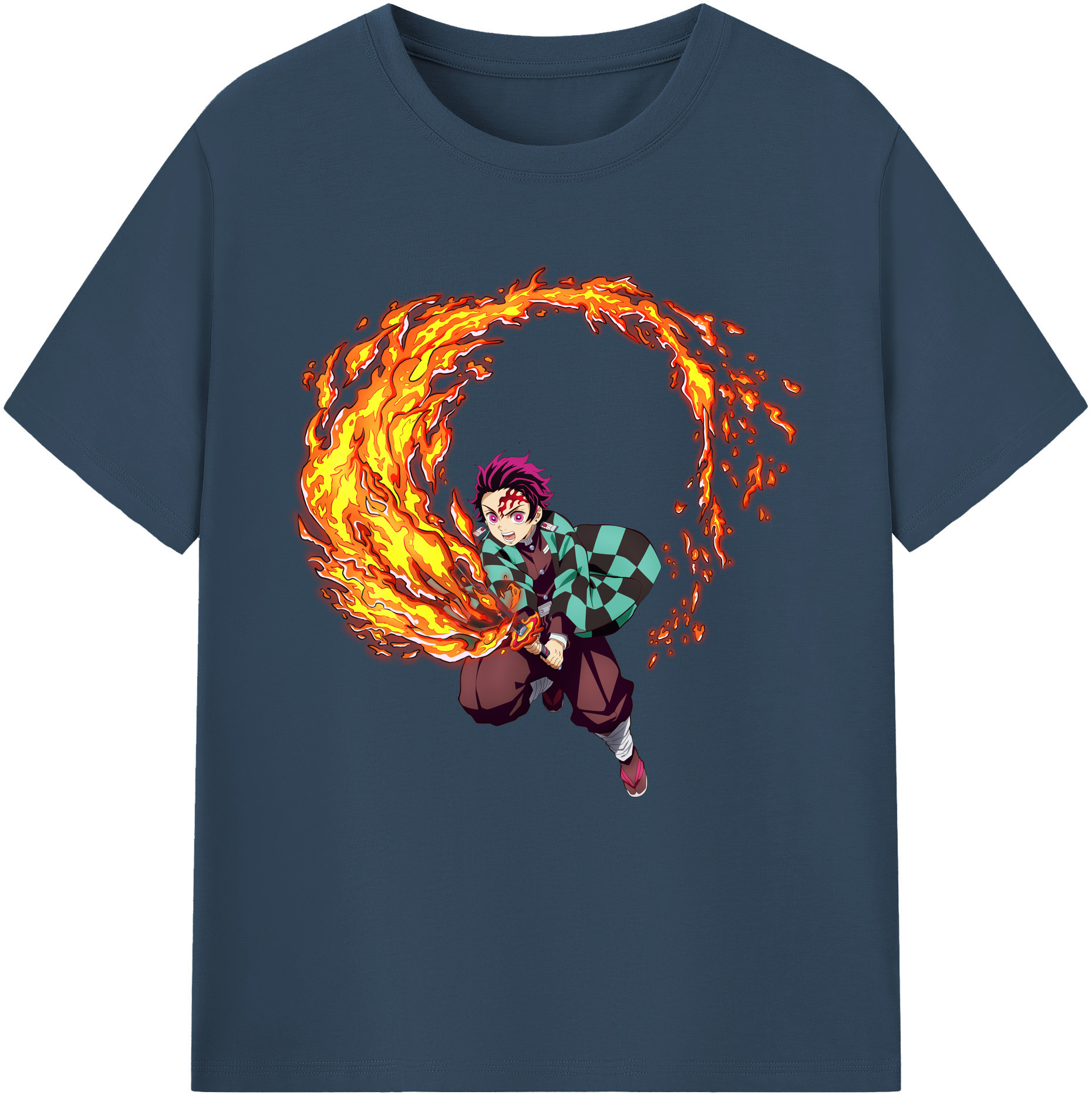 （画像用） 鬼滅の刃 竈門 炭治郎／かまど たんじろう Kamado Tanjirou レディースカジュアルプリントTシャツ（綿100％）