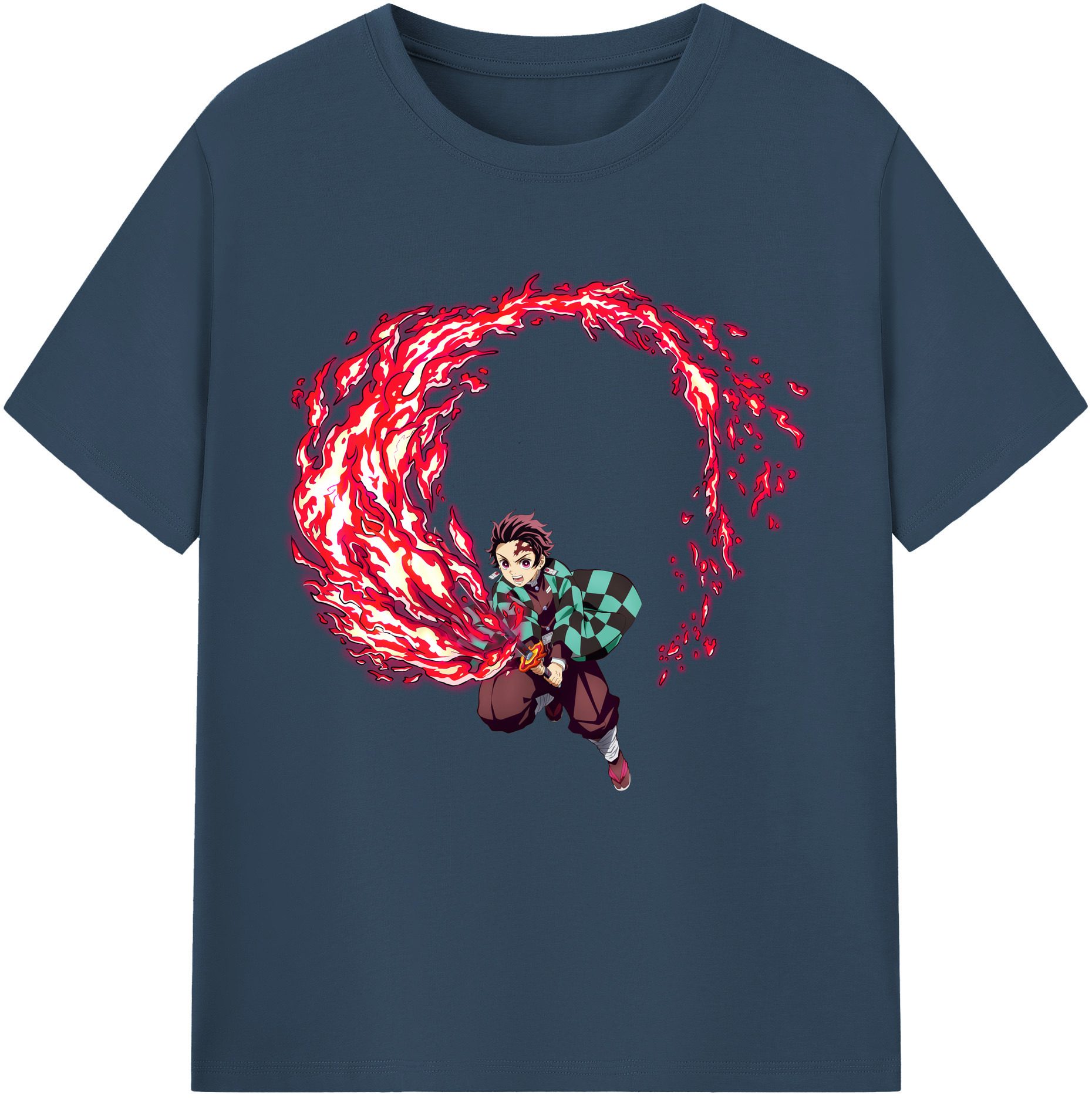 （画像用） 鬼滅の刃 竈門 炭治郎／かまど たんじろう Kamado Tanjirou レディースカジュアルプリントTシャツ（綿100％）
