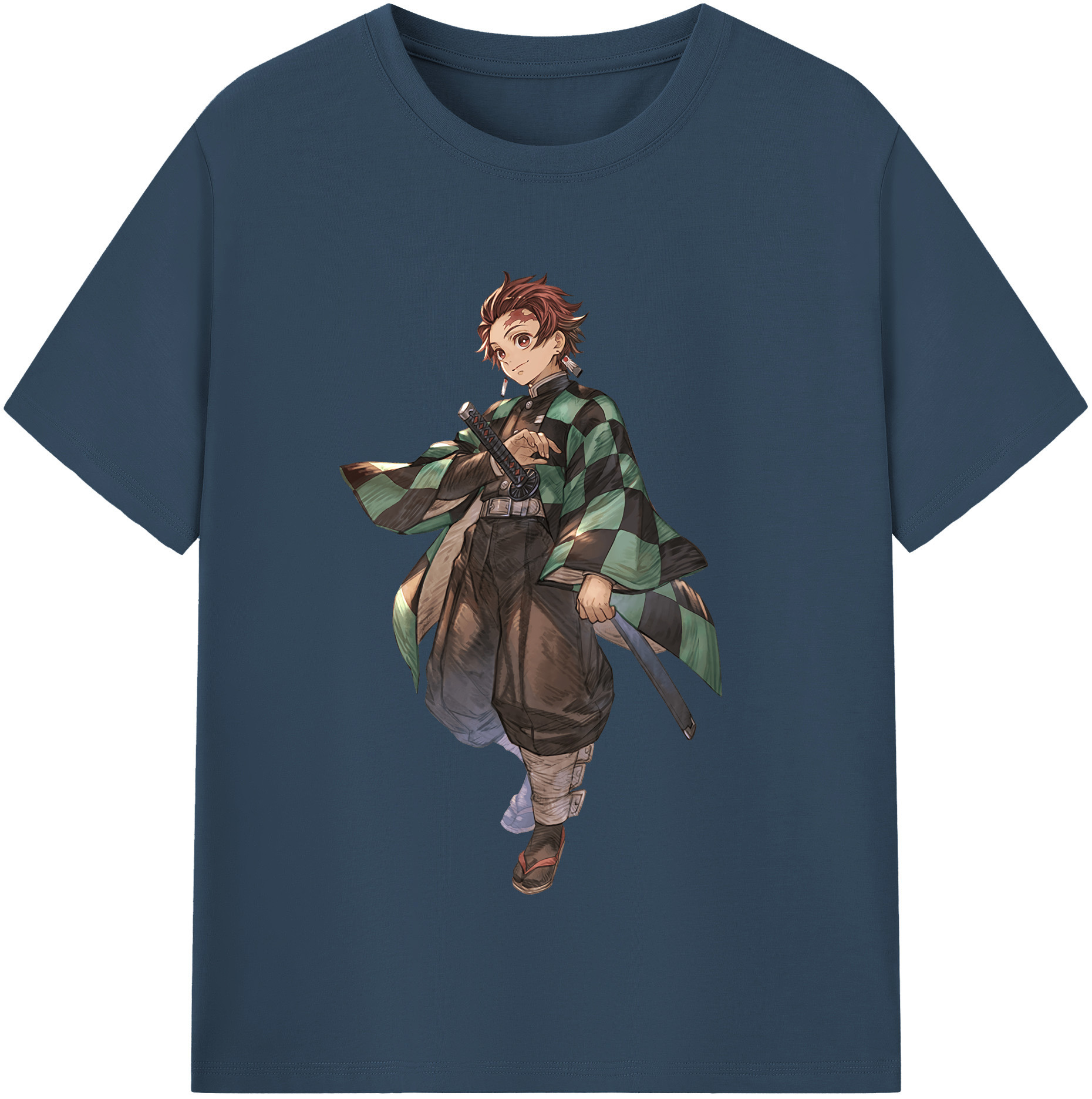 （画像用） 鬼滅の刃 竈門 炭治郎／かまど たんじろう Kamado Tanjirou レディースカジュアルプリントTシャツ（綿100％）