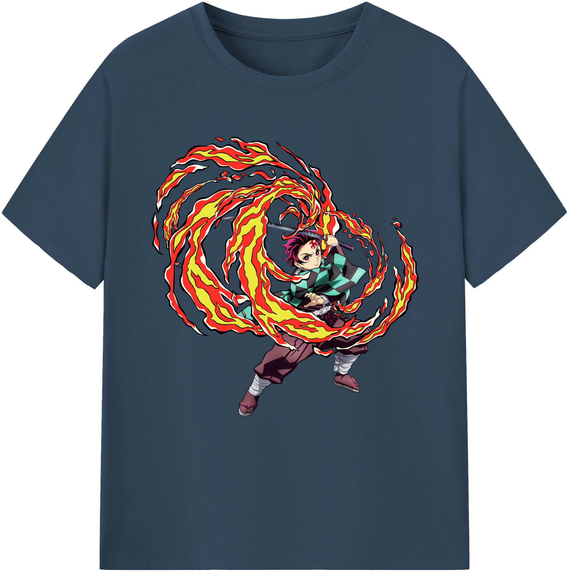 （画像用） 鬼滅の刃 竈門 炭治郎／かまど たんじろう Kamado Tanjirou レディースカジュアルプリントTシャツ（綿100％）