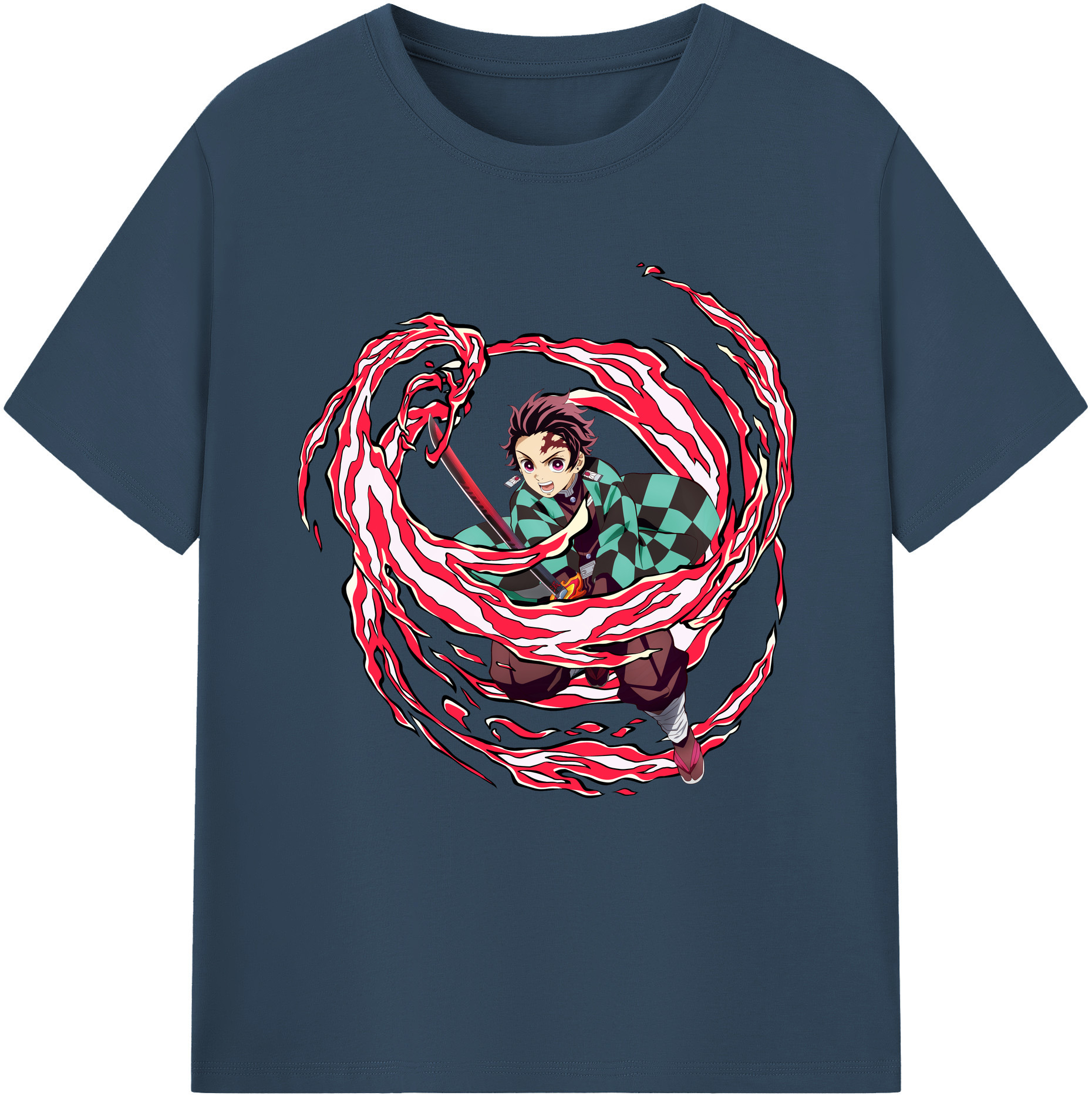 （画像用） 鬼滅の刃 竈門 炭治郎／かまど たんじろう Kamado Tanjirou レディースカジュアルプリントTシャツ（綿100％）