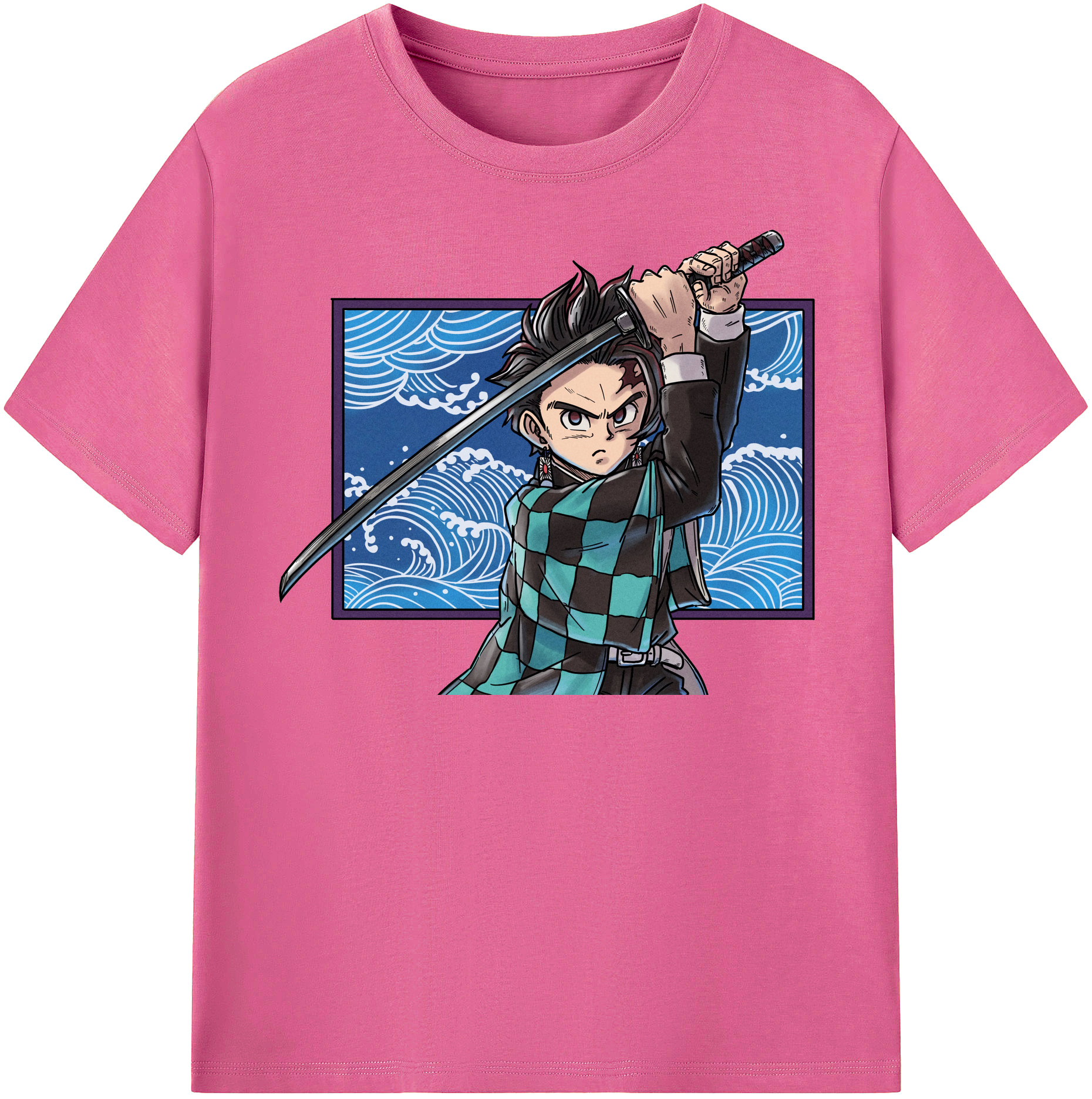 （画像用） 鬼滅の刃 竈門 炭治郎／かまど たんじろう Kamado Tanjirou レディースカジュアルプリントTシャツ（綿100％）
