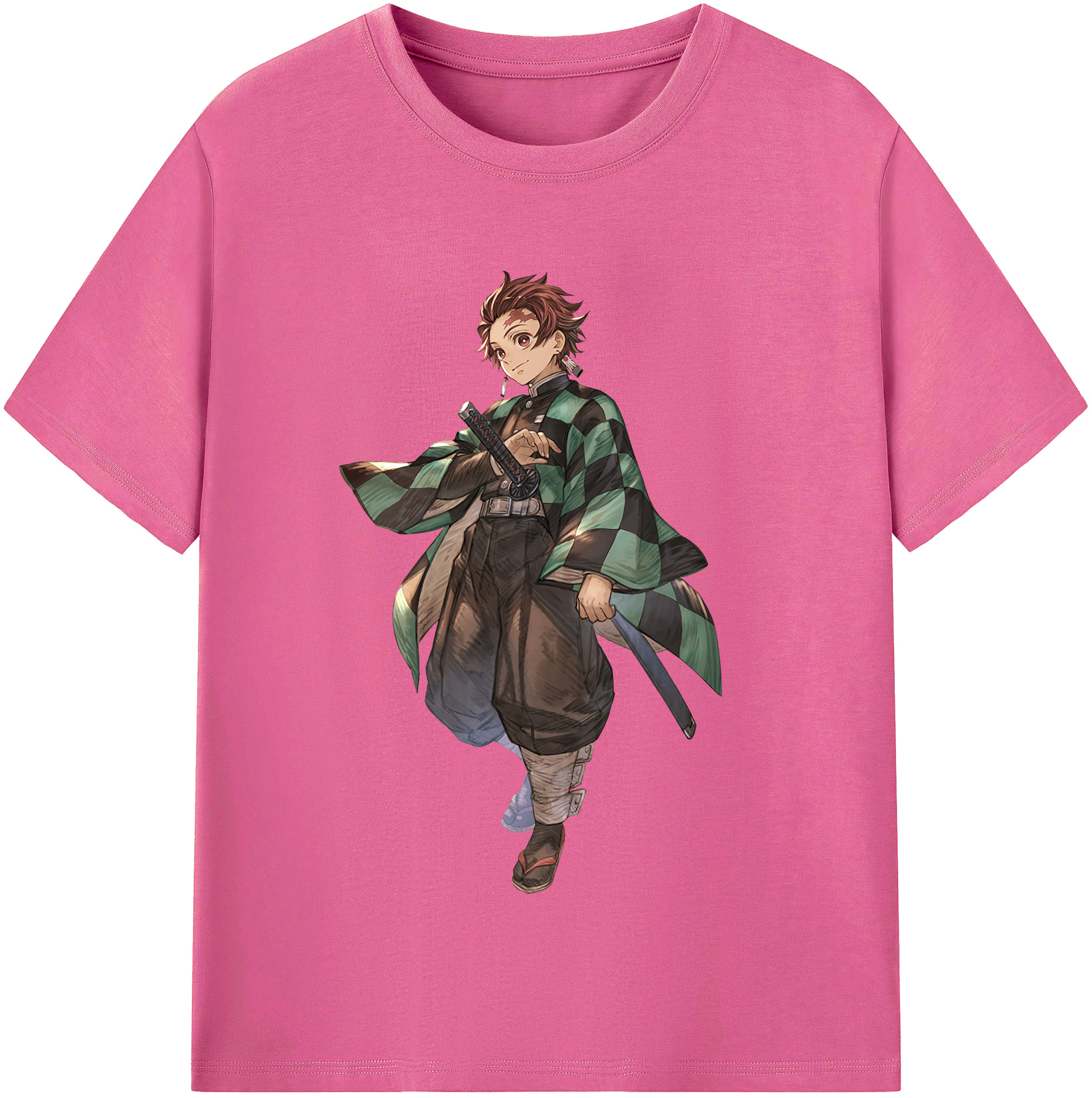 （画像用） 鬼滅の刃 竈門 炭治郎／かまど たんじろう Kamado Tanjirou レディースカジュアルプリントTシャツ（綿100％）