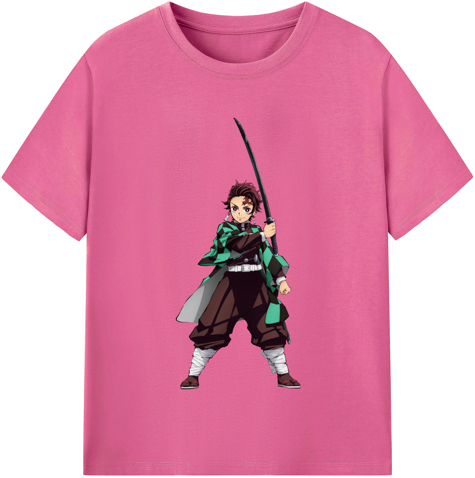（画像用） 鬼滅の刃 竈門 炭治郎／かまど たんじろう Kamado Tanjirou レディースカジュアルプリントTシャツ（綿100％）