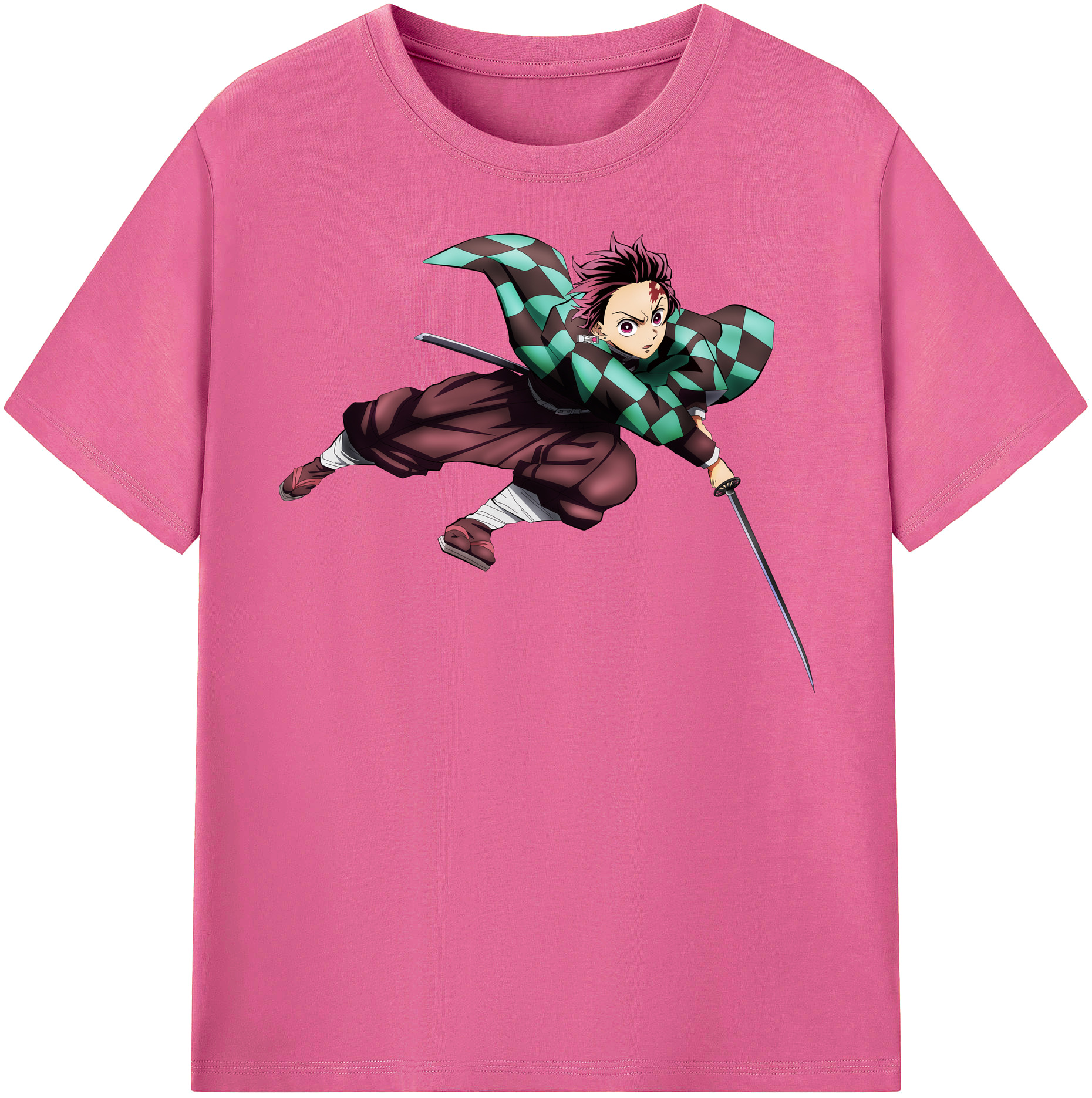 （画像用） 鬼滅の刃 竈門 炭治郎／かまど たんじろう Kamado Tanjirou レディースカジュアルプリントTシャツ（綿100％）