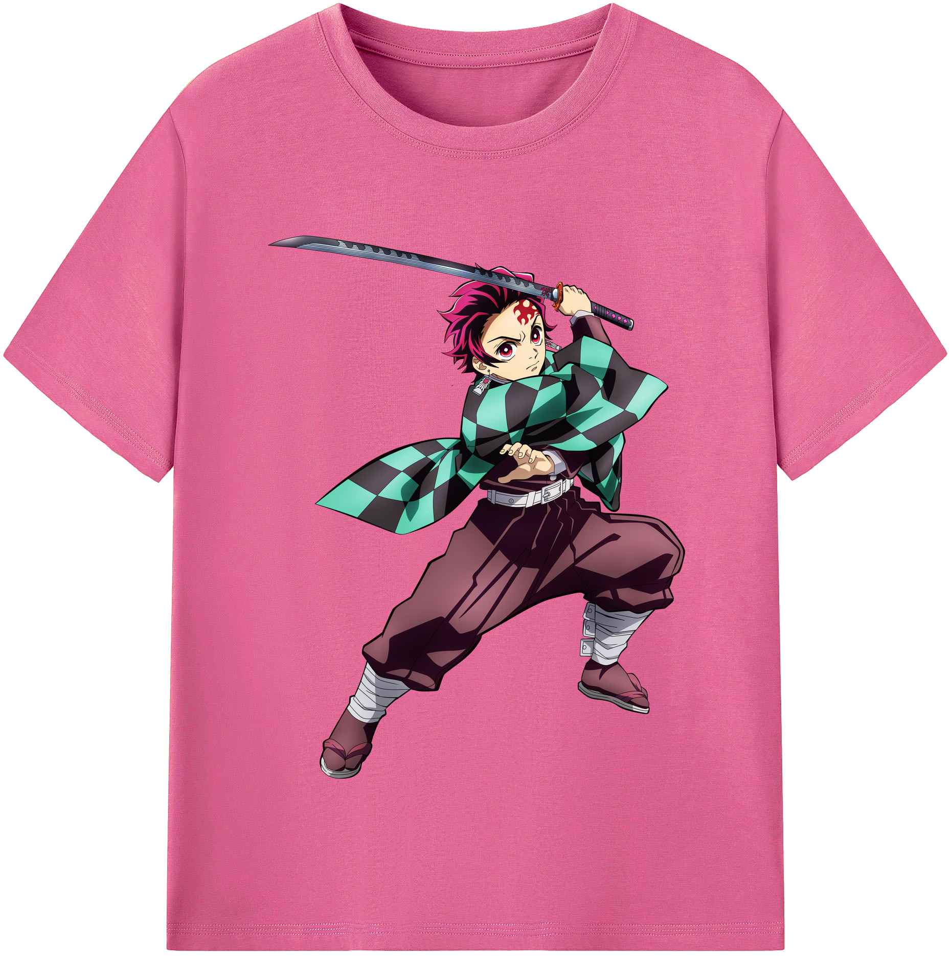（画像用） 鬼滅の刃 竈門 炭治郎／かまど たんじろう Kamado Tanjirou レディースカジュアルプリントTシャツ（綿100％）