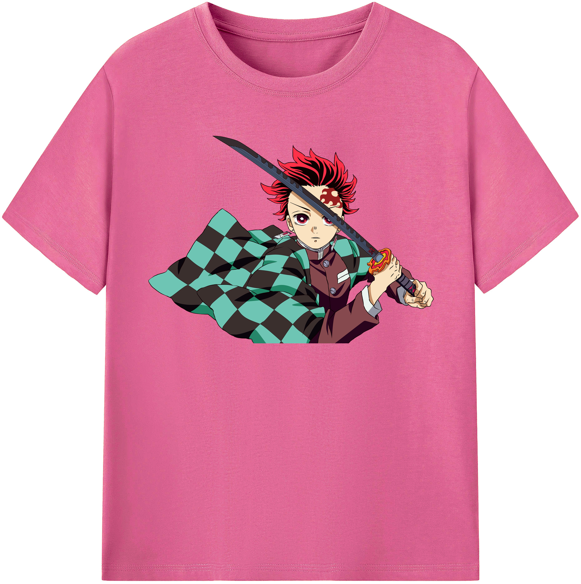 （画像用） 鬼滅の刃 竈門 炭治郎／かまど たんじろう Kamado Tanjirou レディースカジュアルプリントTシャツ（綿100％）