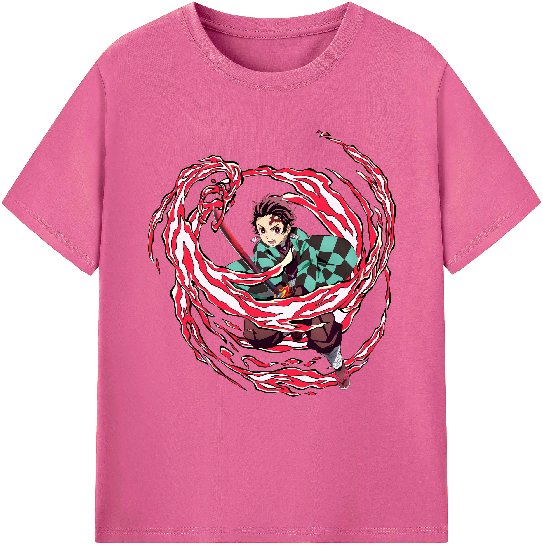 （画像用） 鬼滅の刃 竈門 炭治郎／かまど たんじろう Kamado Tanjirou レディースカジュアルプリントTシャツ（綿100％）