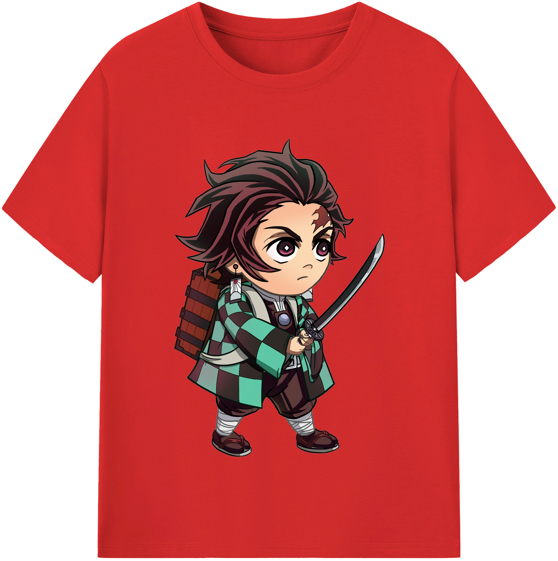 （画像用） 鬼滅の刃 竈門 炭治郎／かまど たんじろう Kamado Tanjirou レディースカジュアルプリントTシャツ（綿100％）