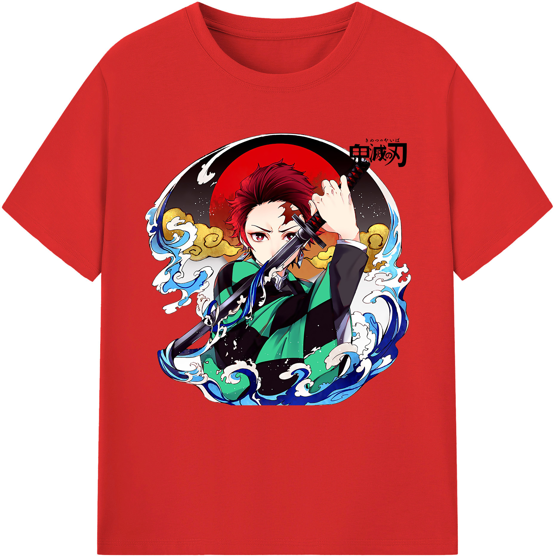 （画像用） 鬼滅の刃 竈門 炭治郎／かまど たんじろう Kamado Tanjirou レディースカジュアルプリントTシャツ（綿100％）
