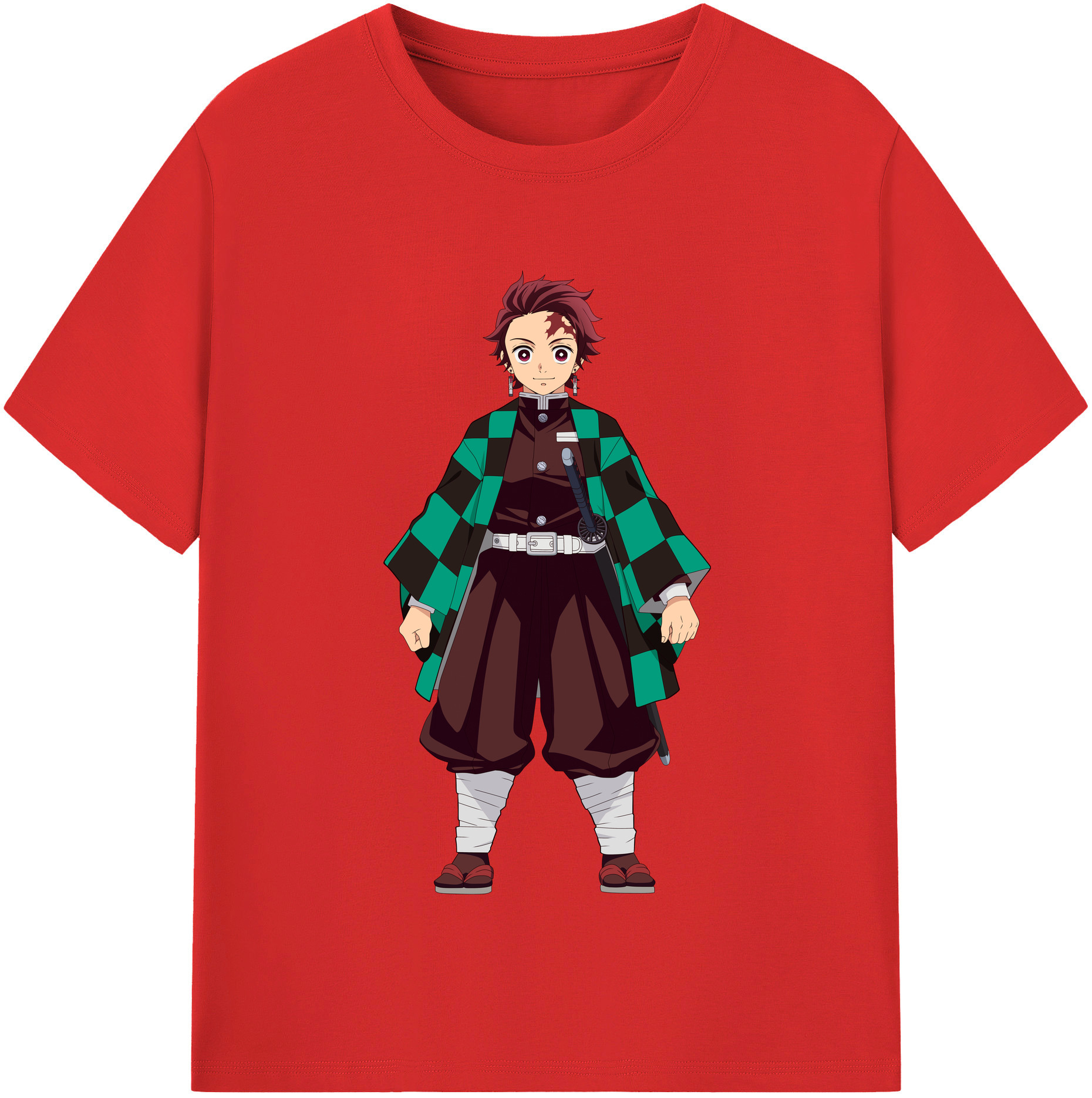 （画像用） 鬼滅の刃 竈門 炭治郎／かまど たんじろう Kamado Tanjirou レディースカジュアルプリントTシャツ（綿100％）