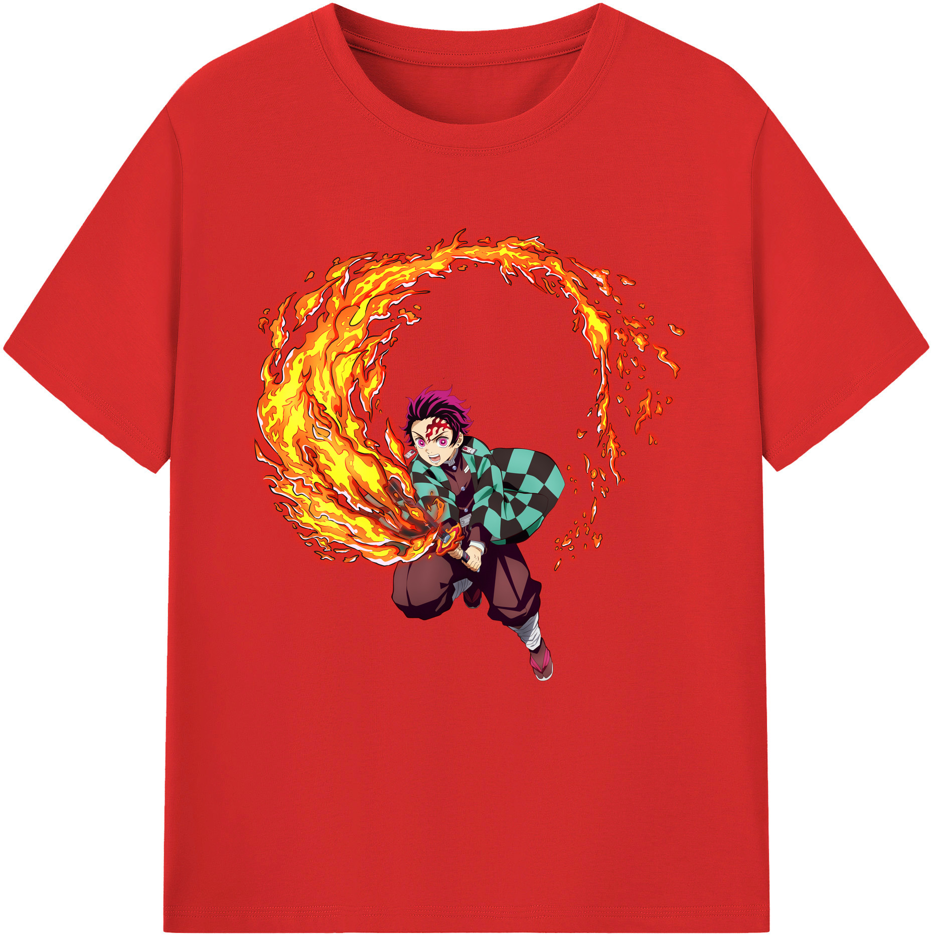 （画像用） 鬼滅の刃 竈門 炭治郎／かまど たんじろう Kamado Tanjirou レディースカジュアルプリントTシャツ（綿100％）