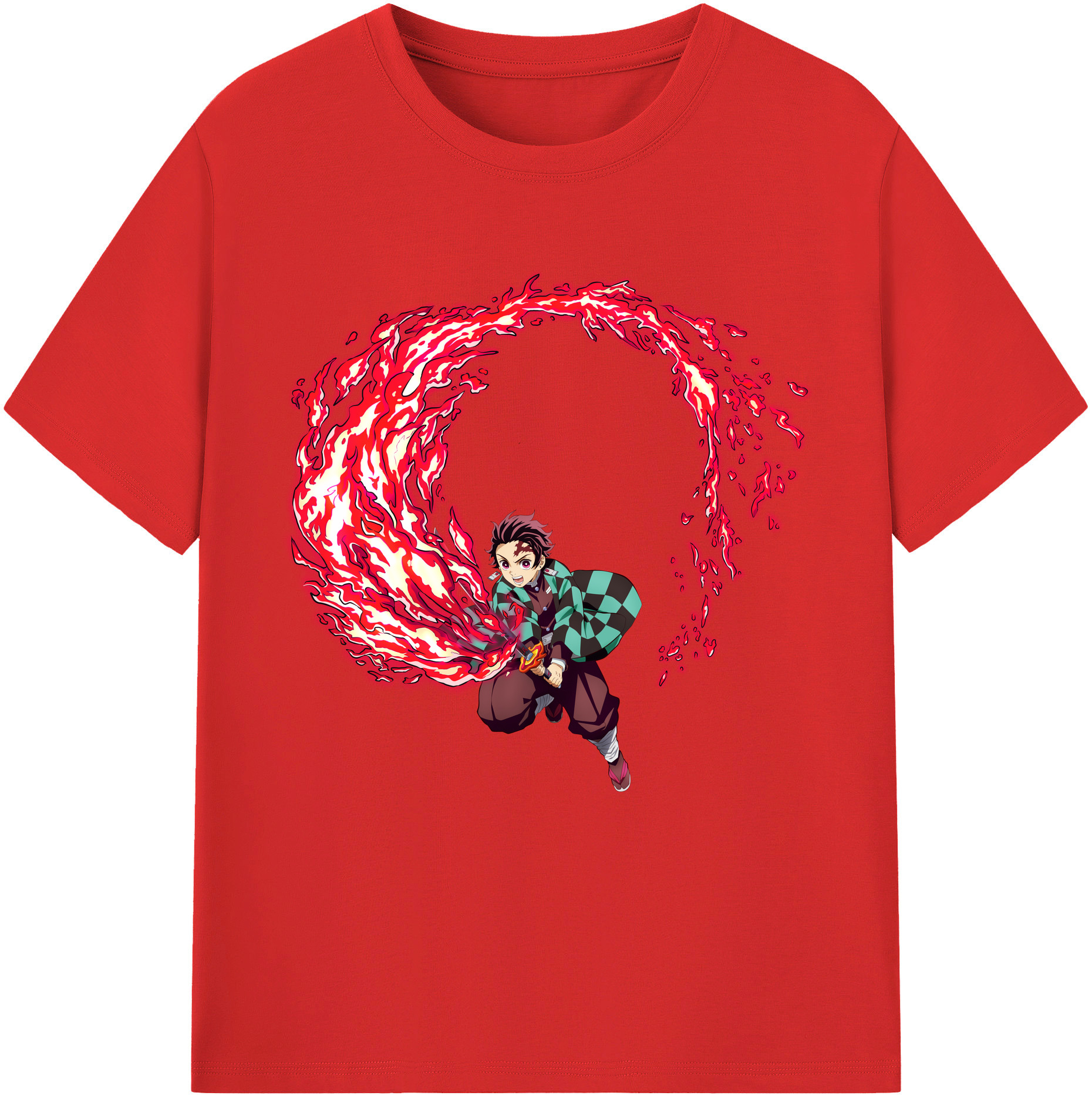 （画像用） 鬼滅の刃 竈門 炭治郎／かまど たんじろう Kamado Tanjirou レディースカジュアルプリントTシャツ（綿100％）