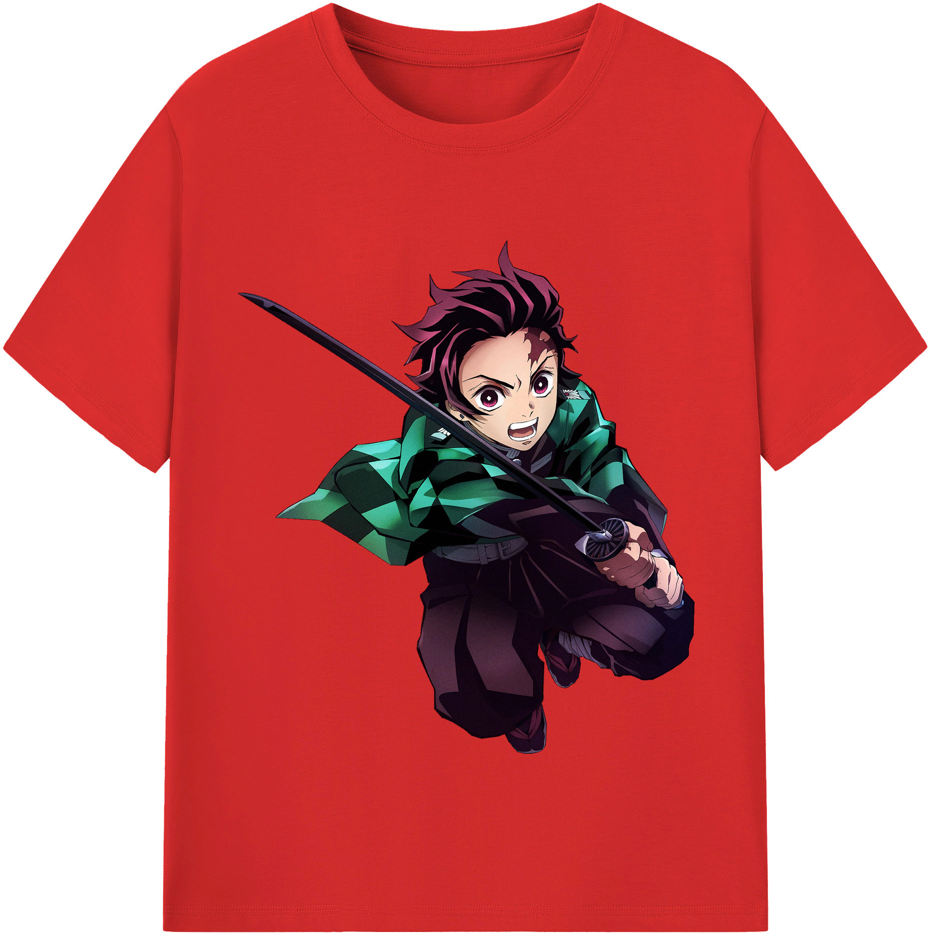 （画像用） 鬼滅の刃 竈門 炭治郎／かまど たんじろう Kamado Tanjirou レディースカジュアルプリントTシャツ（綿100％）