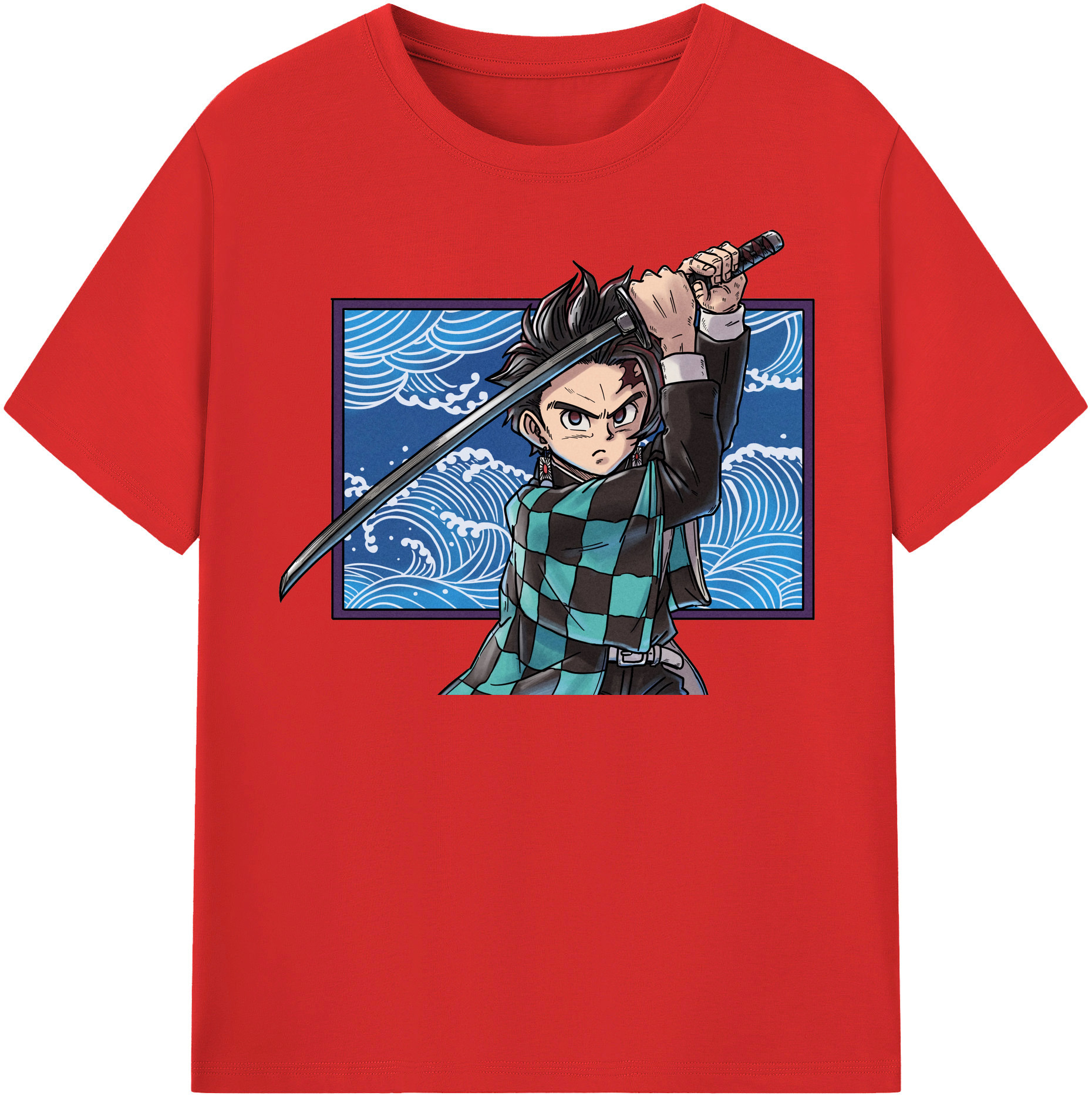 （画像用） 鬼滅の刃 竈門 炭治郎／かまど たんじろう Kamado Tanjirou レディースカジュアルプリントTシャツ（綿100％）