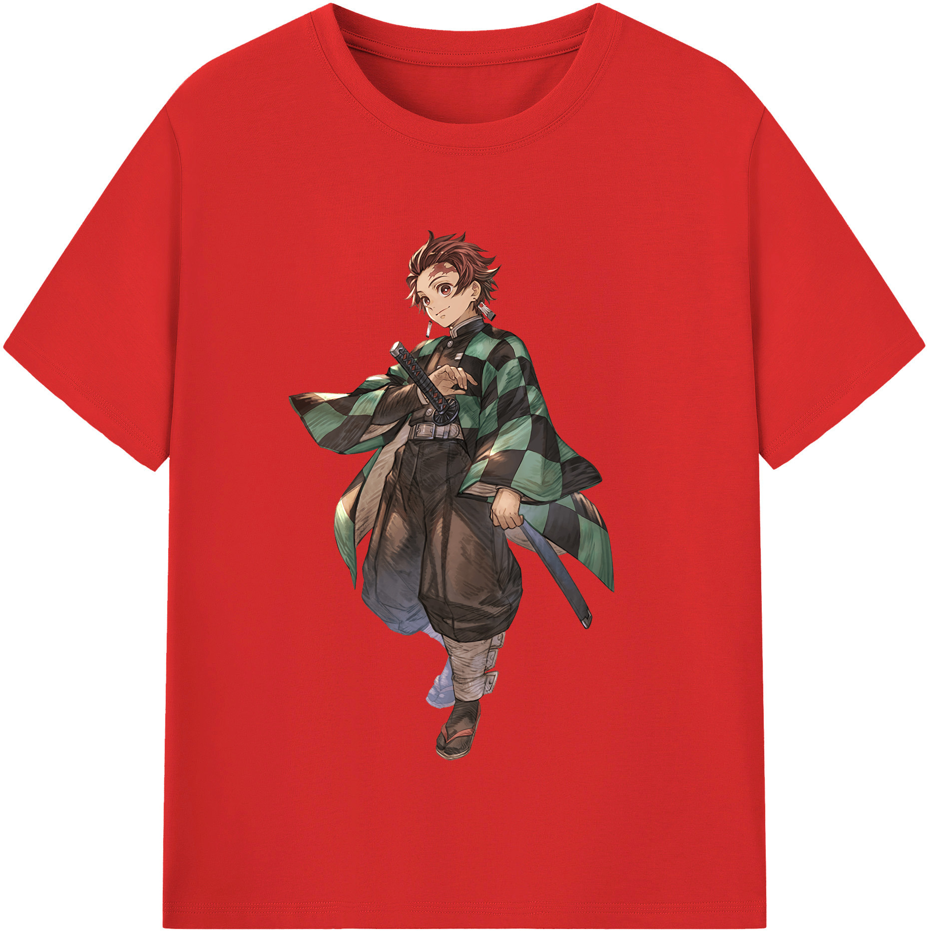 （画像用） 鬼滅の刃 竈門 炭治郎／かまど たんじろう Kamado Tanjirou レディースカジュアルプリントTシャツ（綿100％）